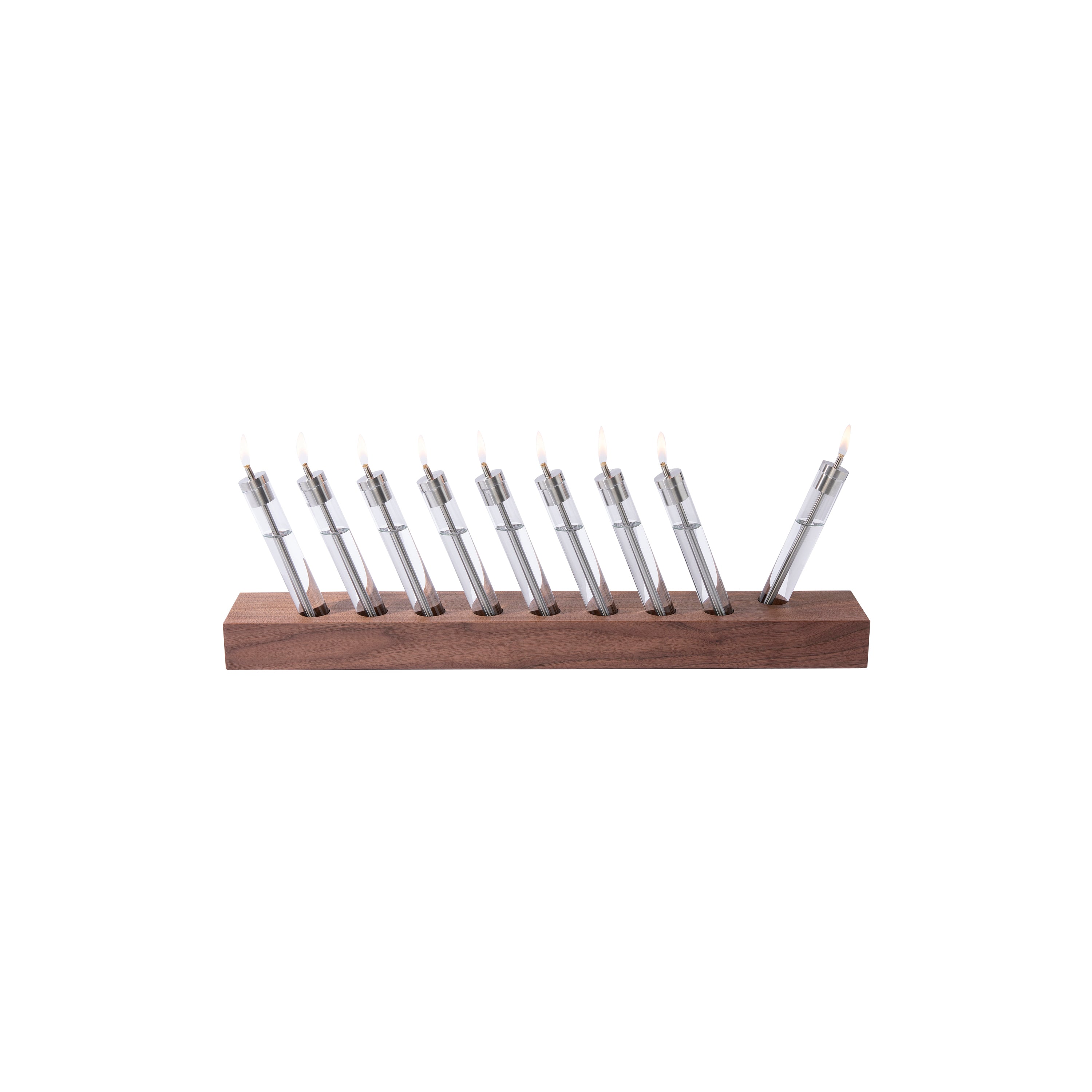 Migration Menorah: Walnut + Stainless Steel