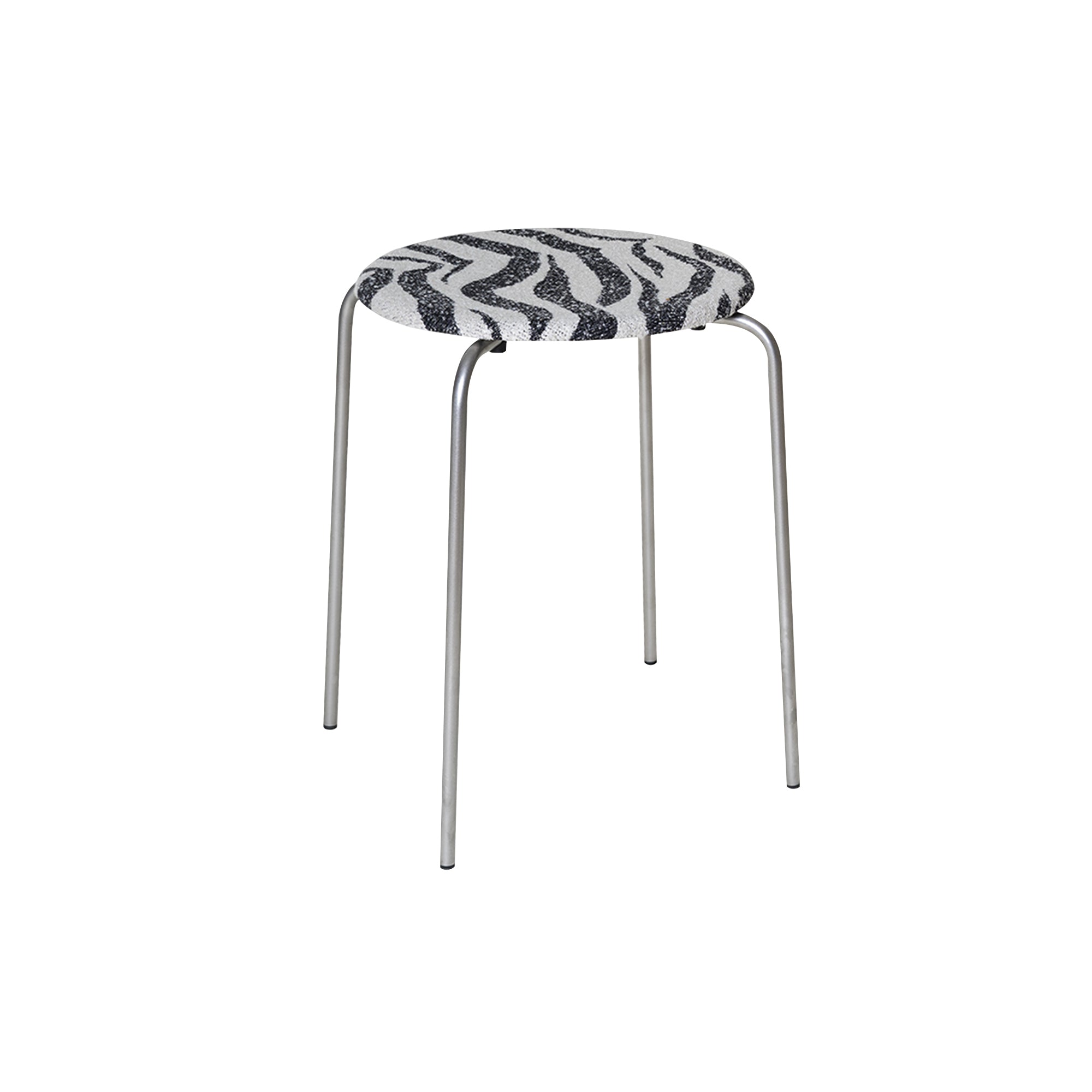 Petit Rond Stool: Upholstered + Zebra Fabric