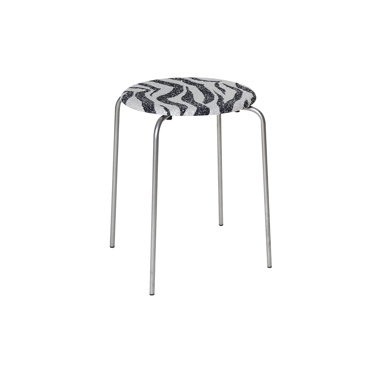 Petit Rond Stool: Upholstered + Zebra Fabric
