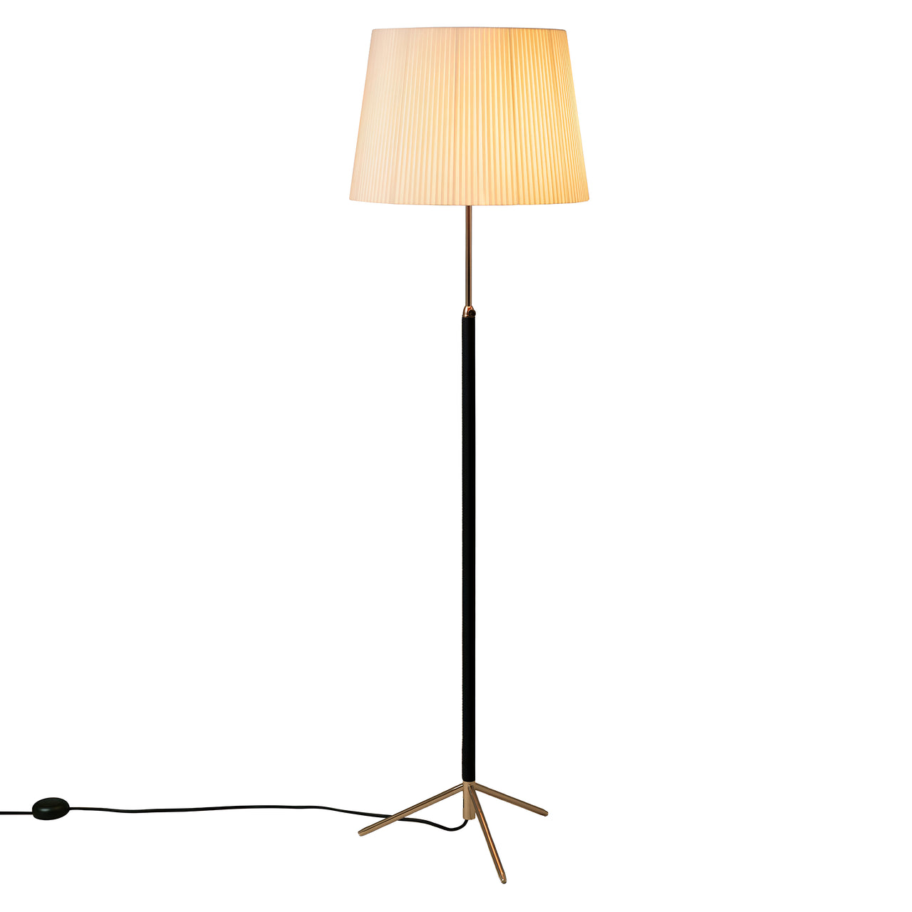 Pie de Salón Floor Lamp: G1 + Polished Brass + Natural
