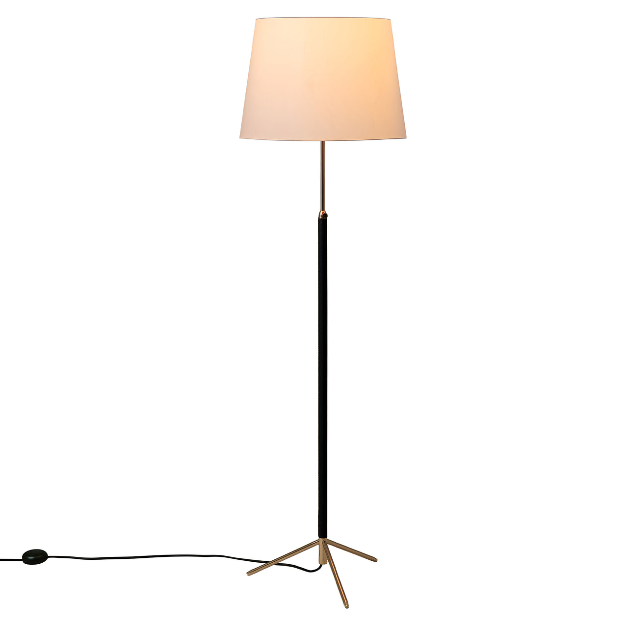 Pie de Salón Floor Lamp: G1 + Polished Brass + White Linen