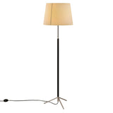 Pie de Salón Floor Lamp: G1 + Chrome-Plated + Stitched Beige Parchment