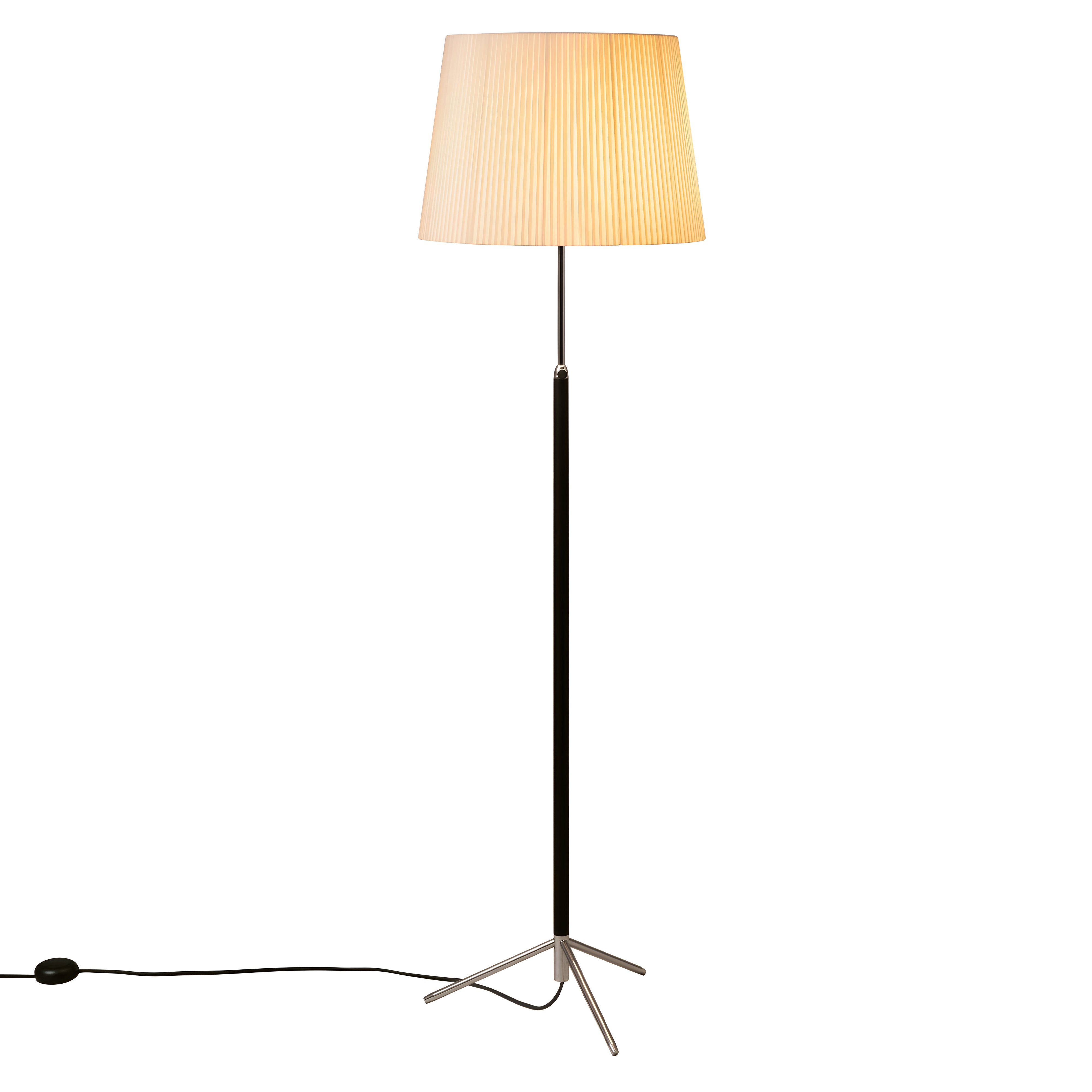 Pie de Salón Floor Lamp: G1 + Chrome-Plated + Natural