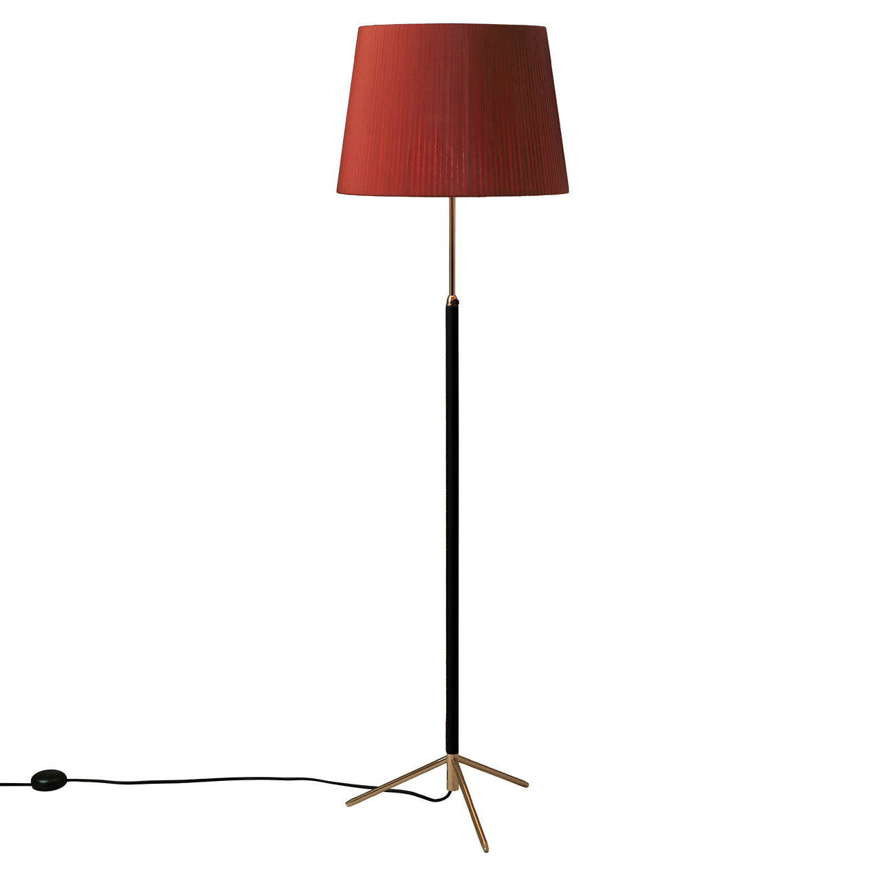 Pie de Salón Floor Lamp: G1 + Polished Brass + Red-Amber
