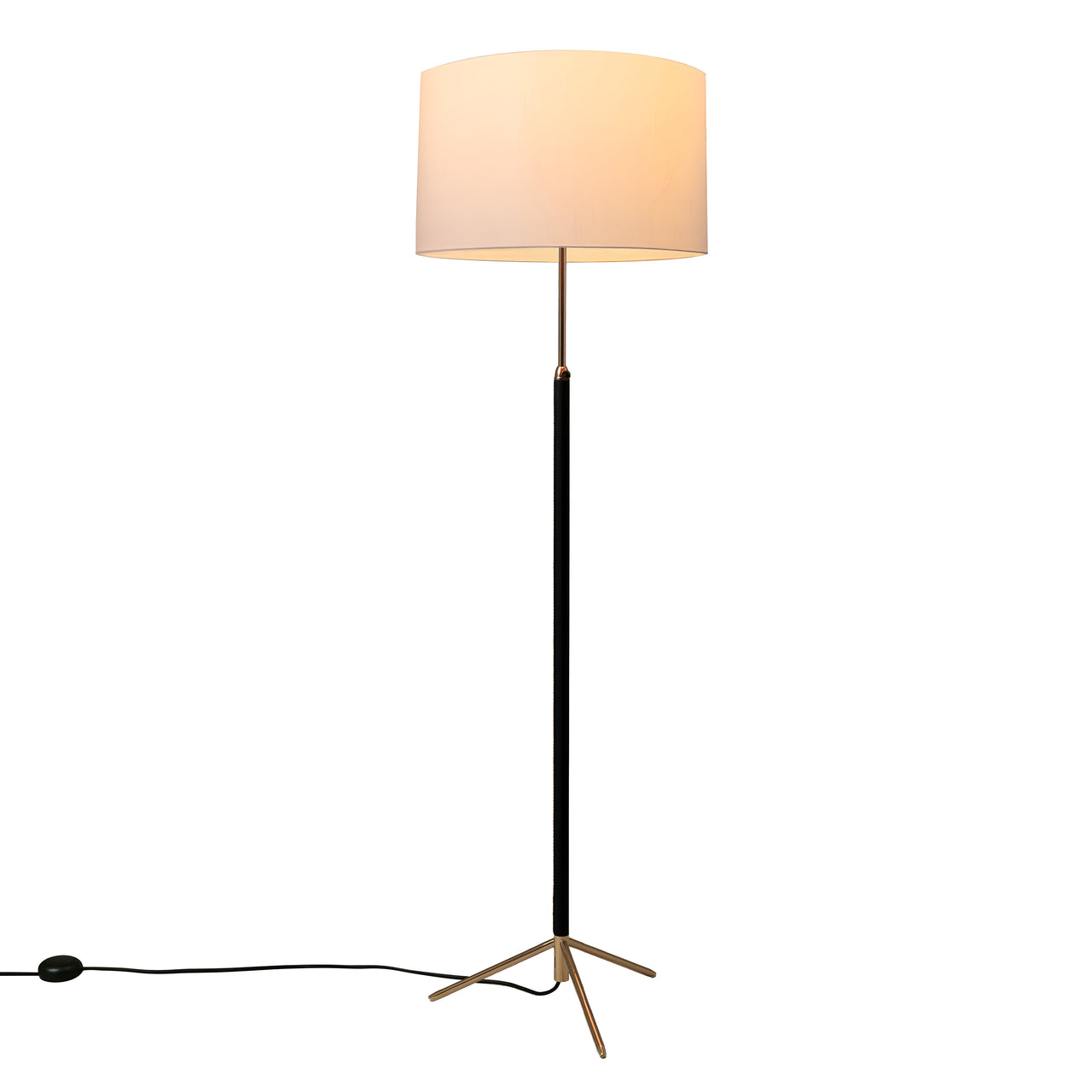 Pie de Salón Floor Lamp: G2 + Polished Brass + White Linen