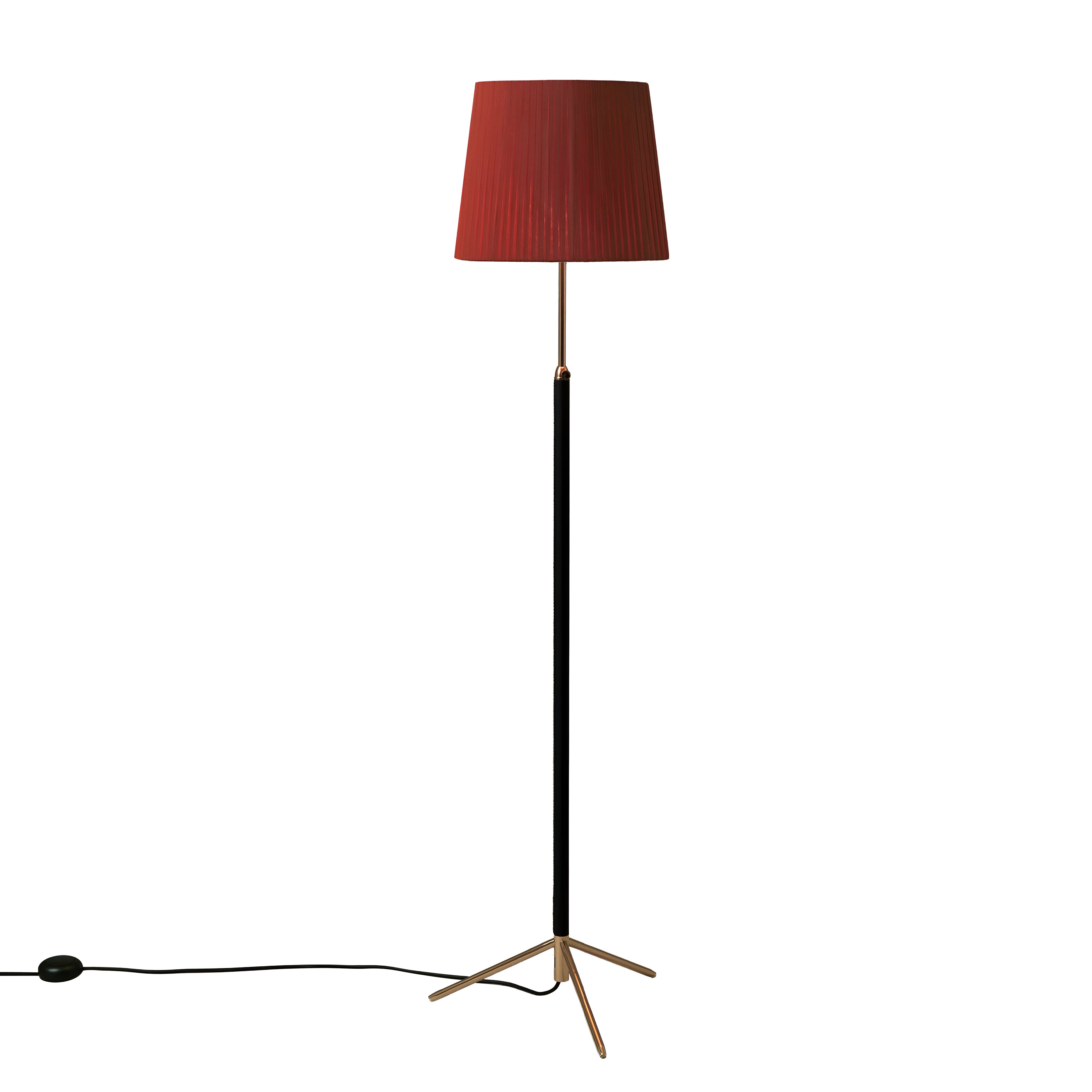 Pie de Salón Floor Lamp: G3 + Polished Brass + Red-Amber