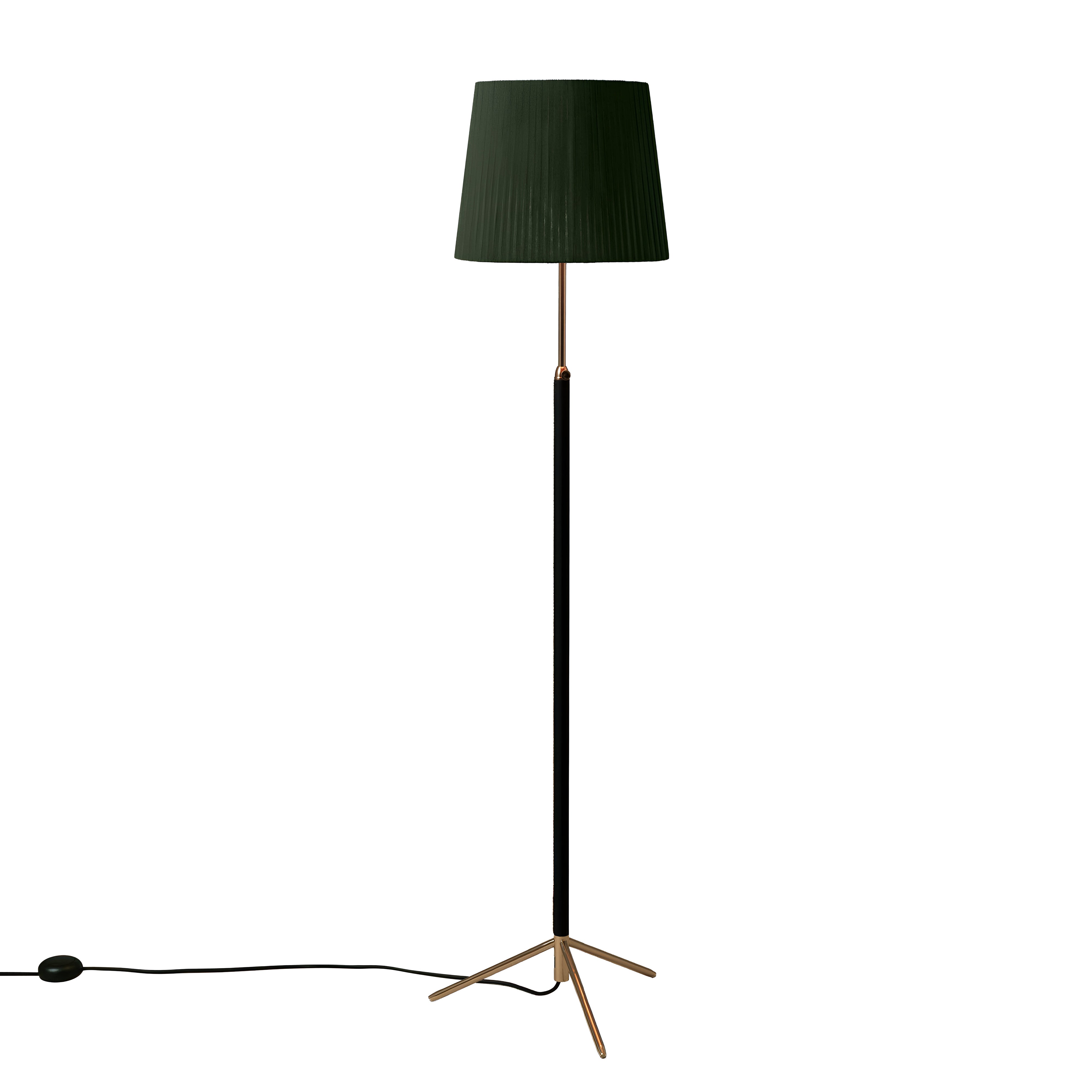 Pie de Salón Floor Lamp: G3 + Polished Brass + Green