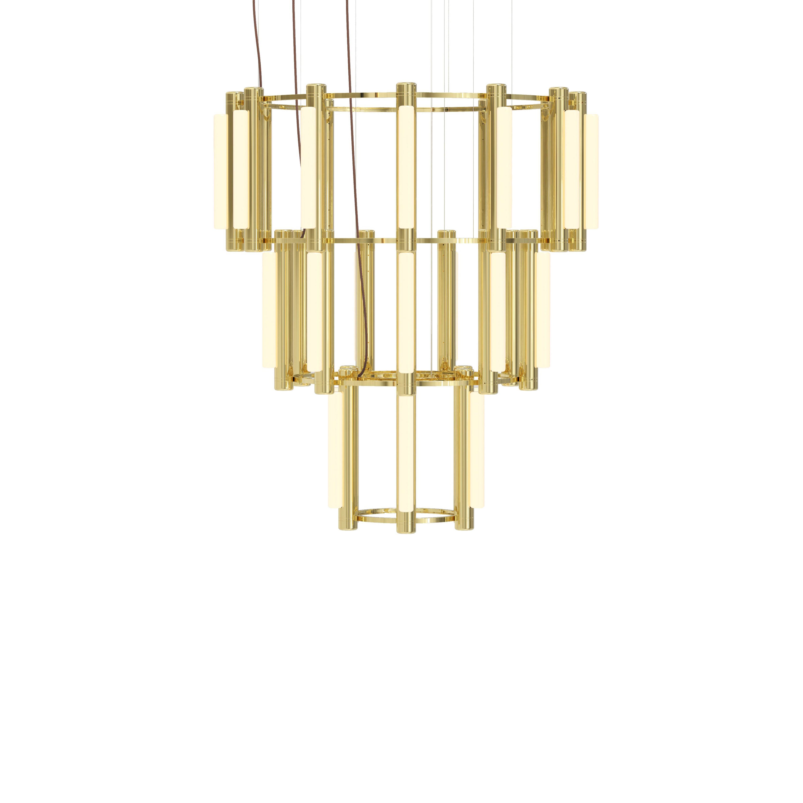Pipeline 10 Chandelier: Brass