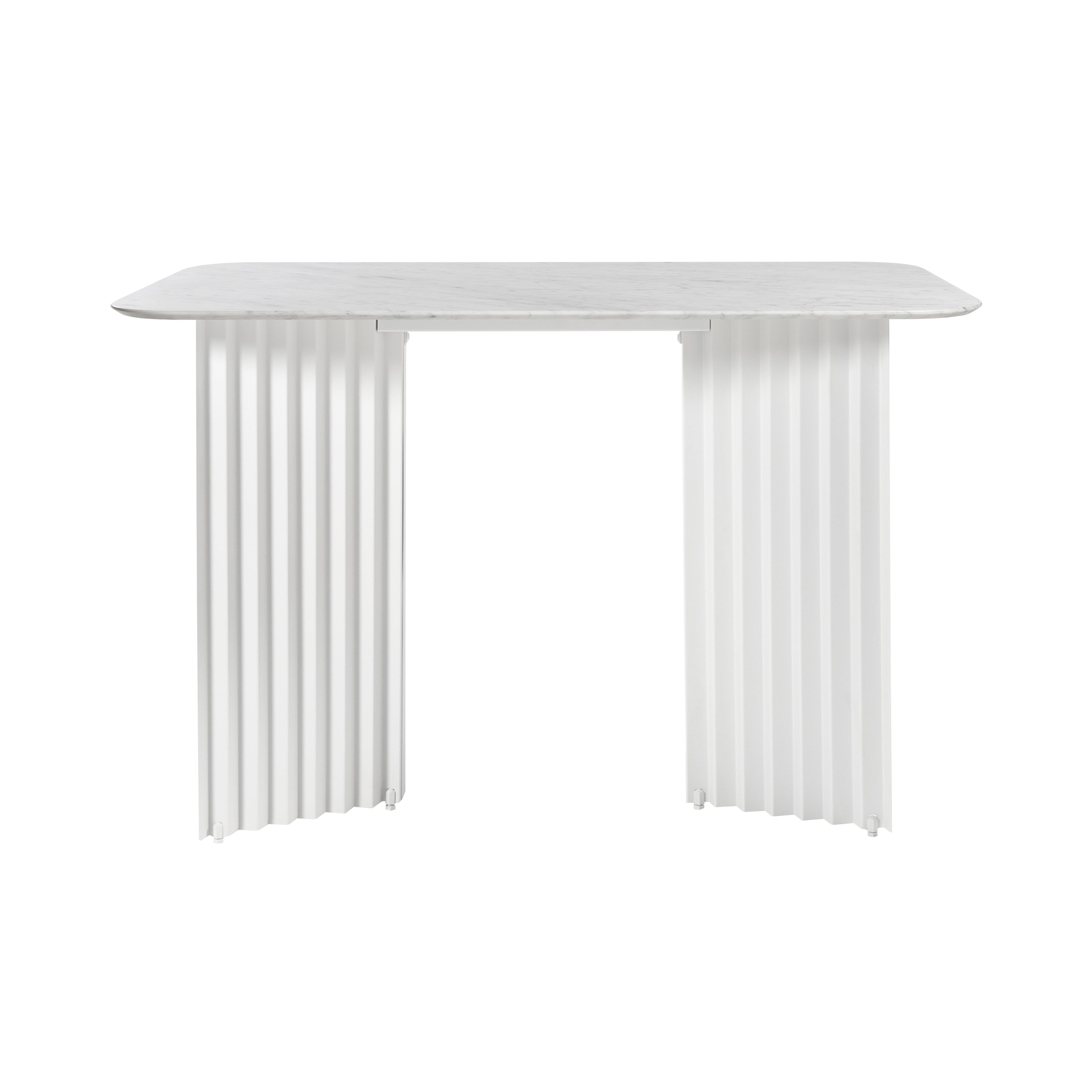 Plec Desk: White Carrara + Traffic White