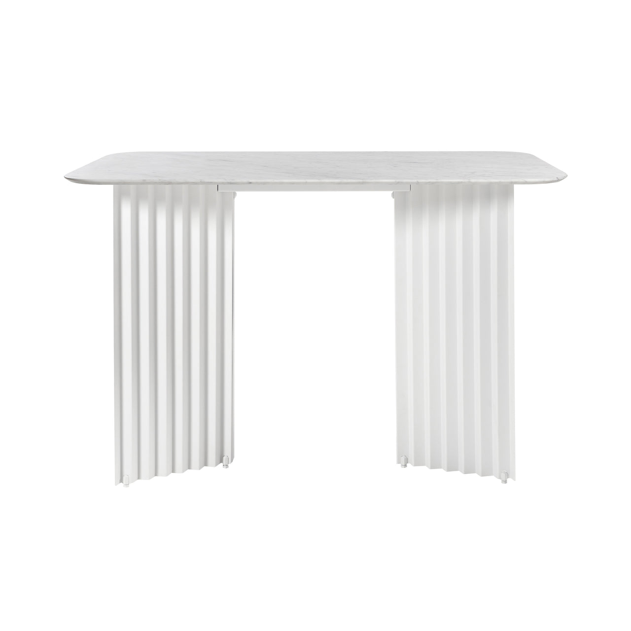 Plec Desk: White Carrara + Traffic White
