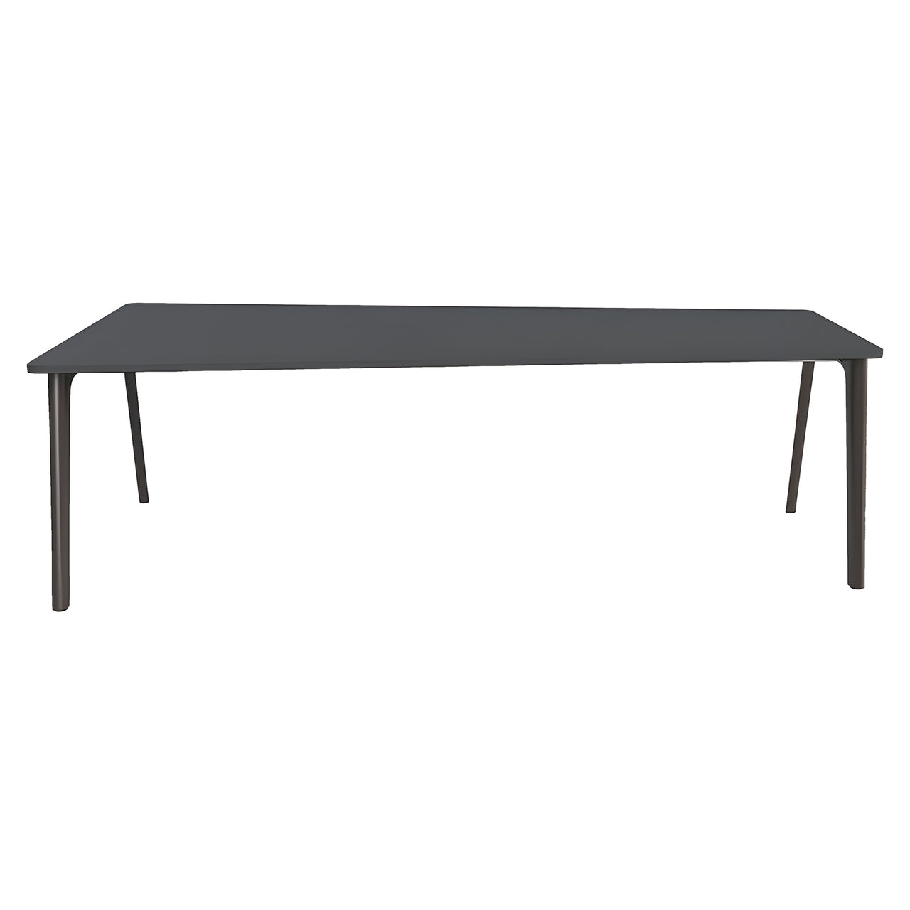 Pluralis Tapered Table: Mauve Brown Linoleum + Polished Aluminum