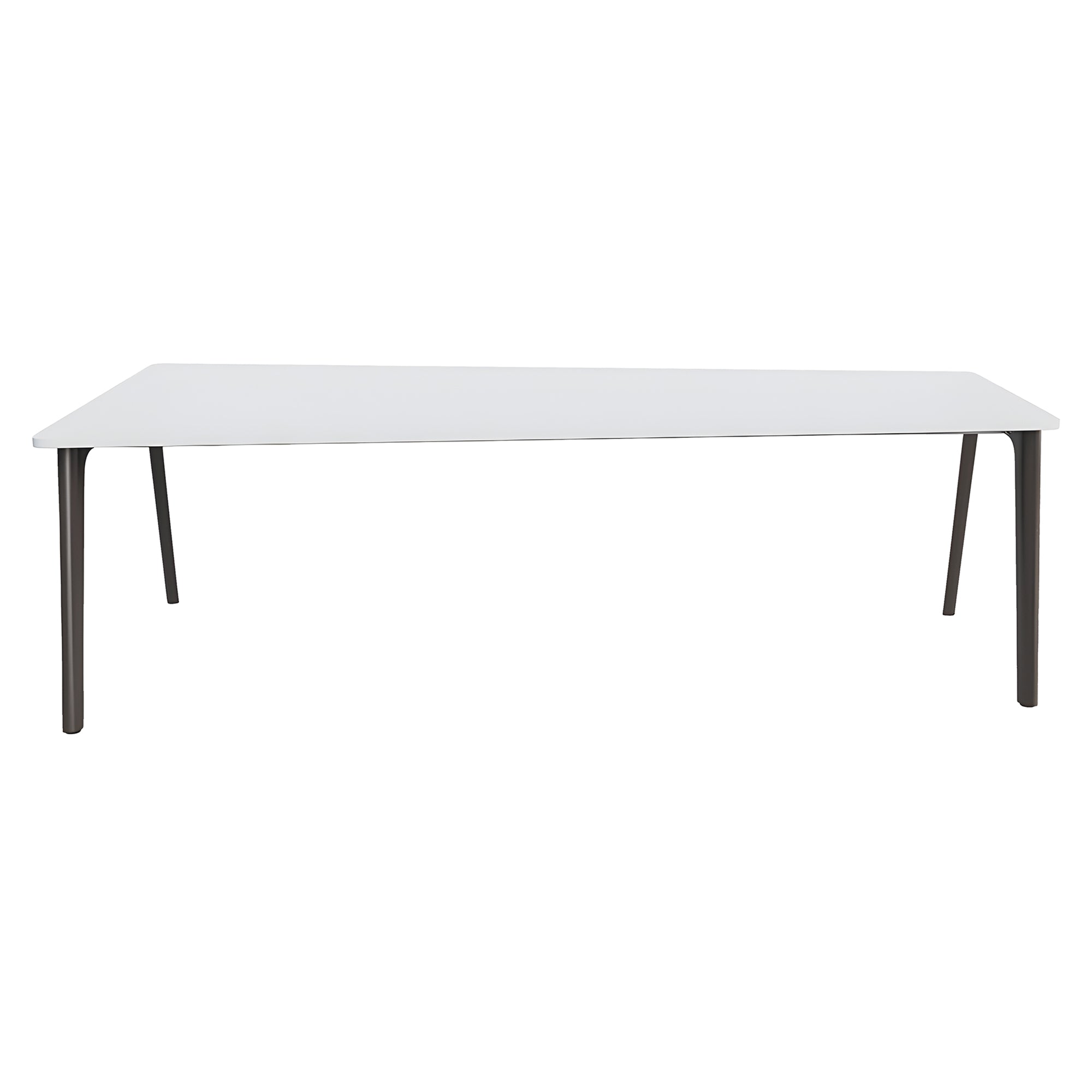 Pluralis Tapered Table: White Laminate + Polished Aluminum
