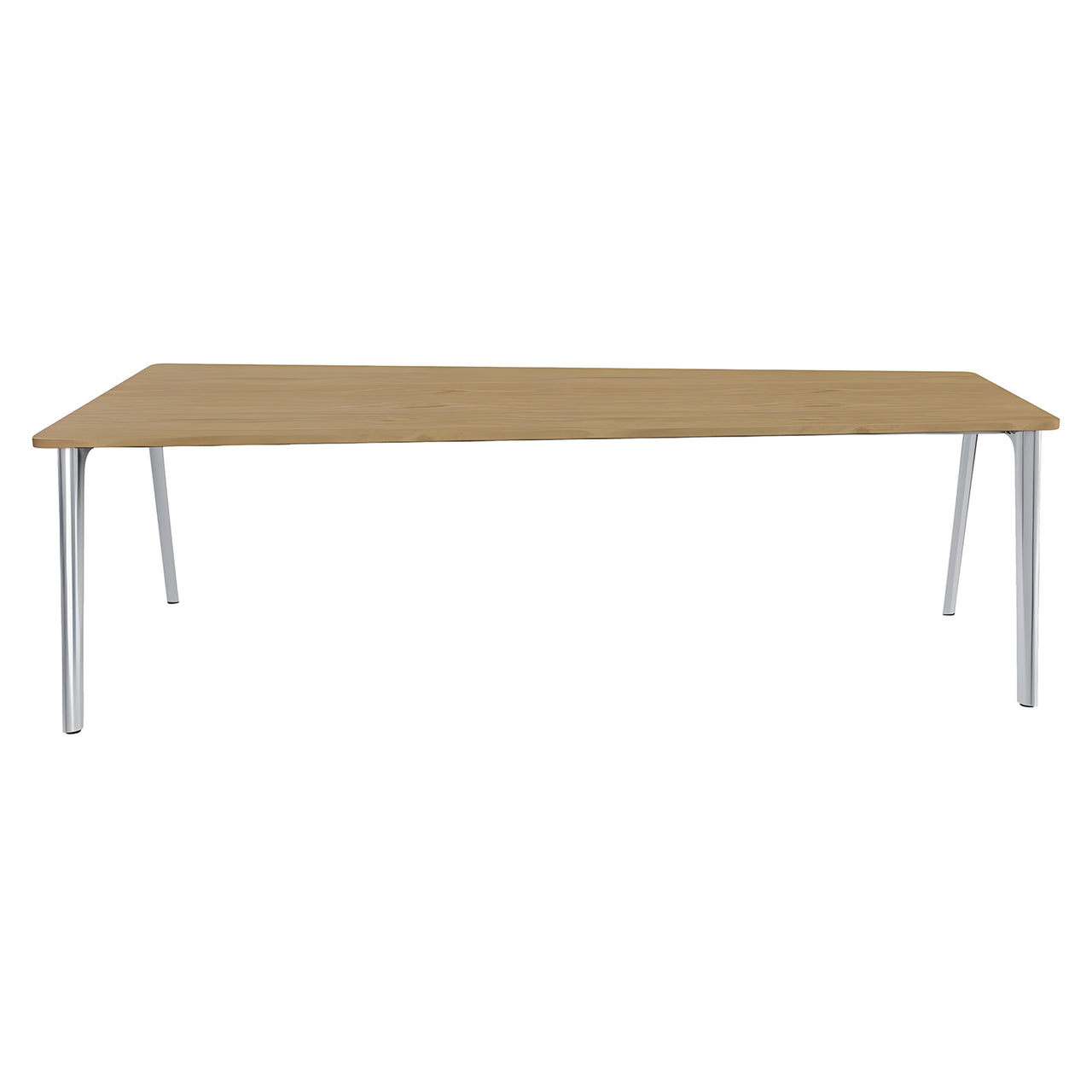 Pluralis Tapered Table: Oak Veneer + Polished Aluminum
