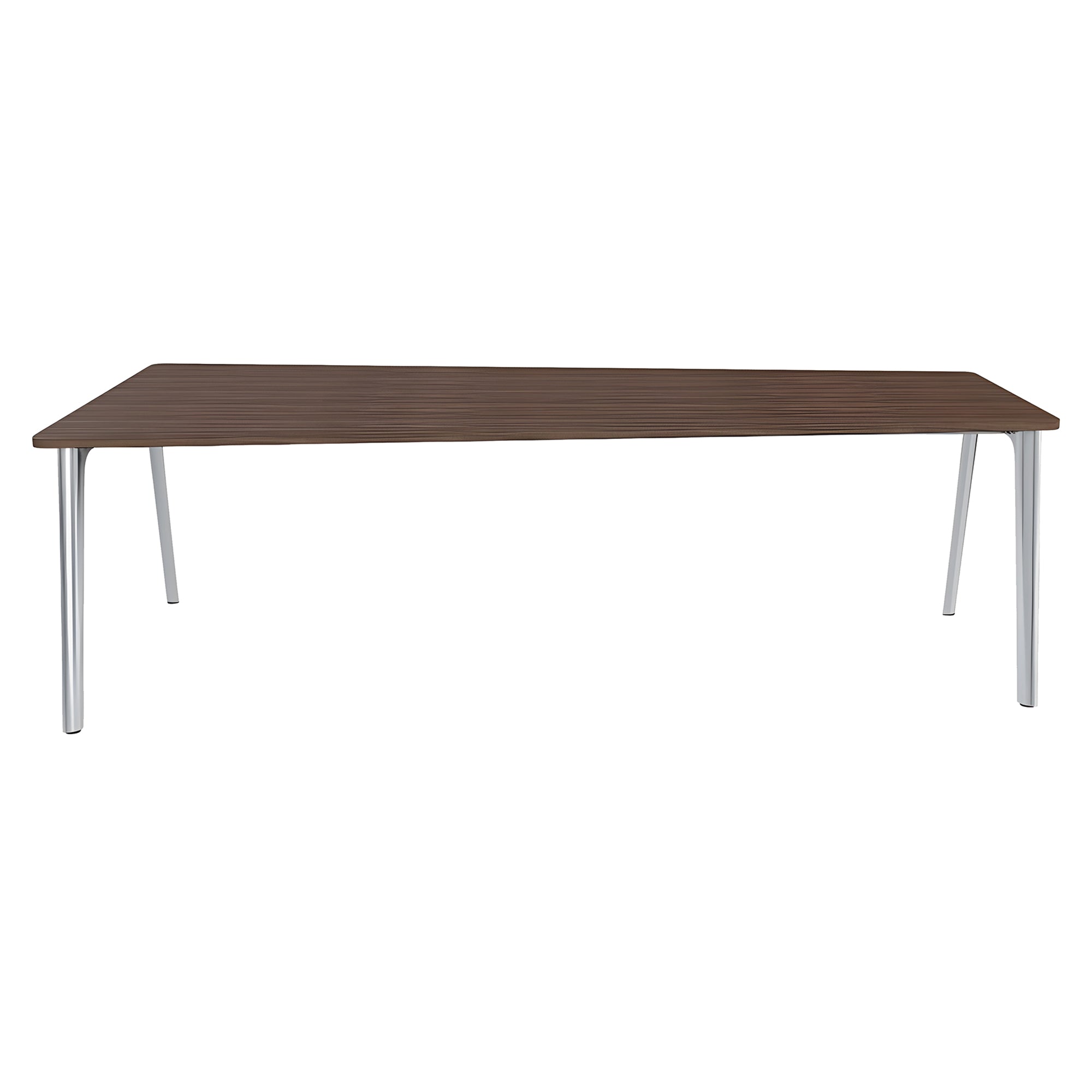 Pluralis Tapered Table: Walnut Veneer + Polished Aluminum