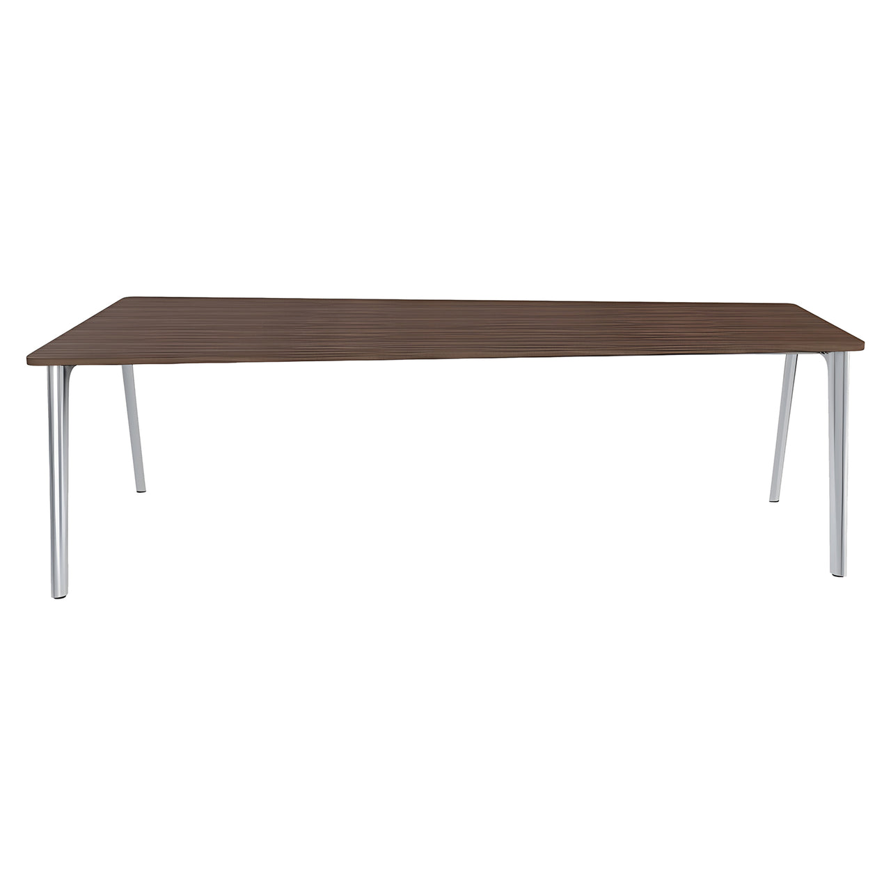 Pluralis Tapered Table: Walnut Veneer + Polished Aluminum
