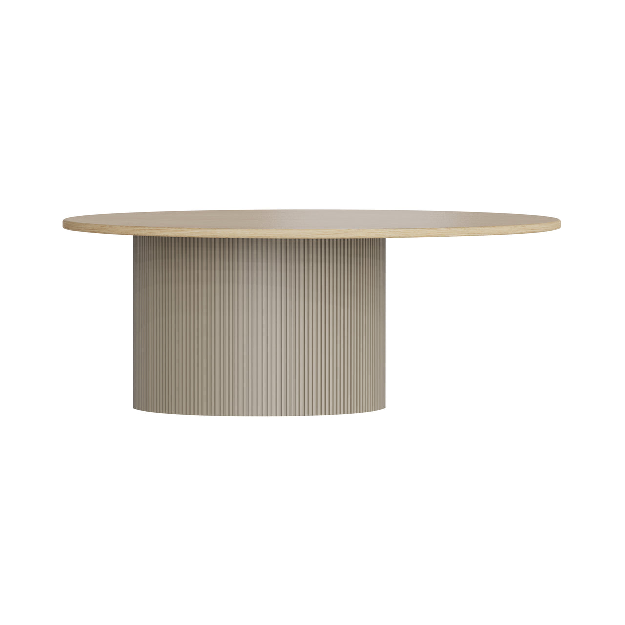 Dune Coffee Table: Round + Whitened Oak + Warm Stone