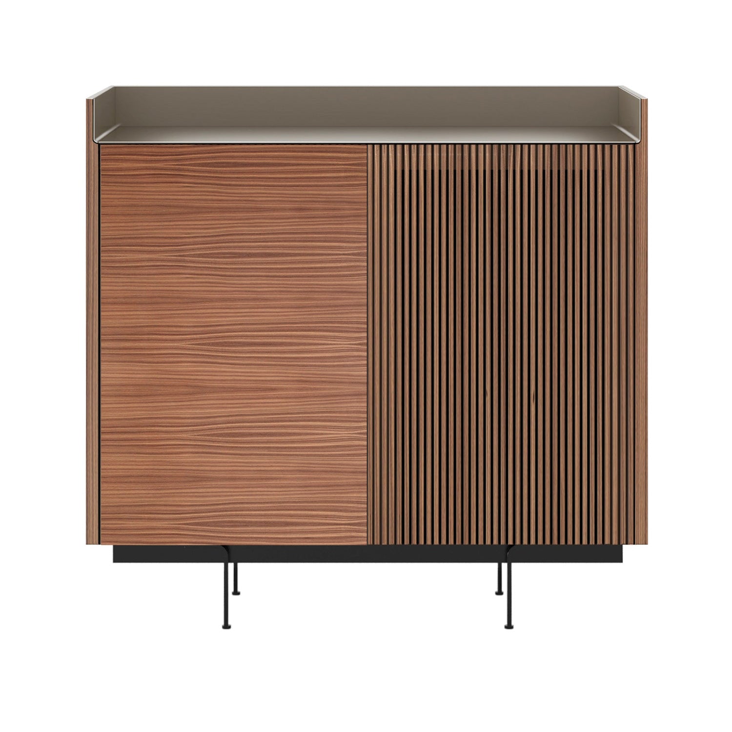 Stockholm STH225 Cupboard: Composition 2 + Super-Matt Walnut + Anodized Aluminum Bronze + Black