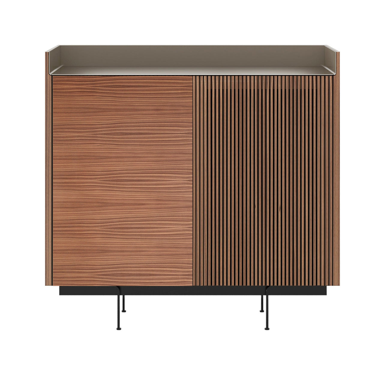 Stockholm STH225 Cupboard: Composition 2 + Super-Matt Walnut + Anodized Aluminum Bronze + Black