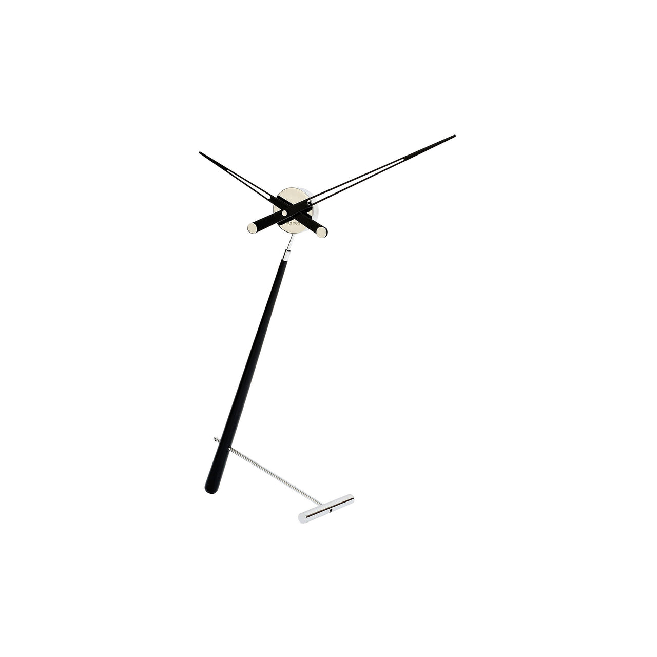 Puntero Table Clock: Chromed Brass+ Black Lacquered Walnut
