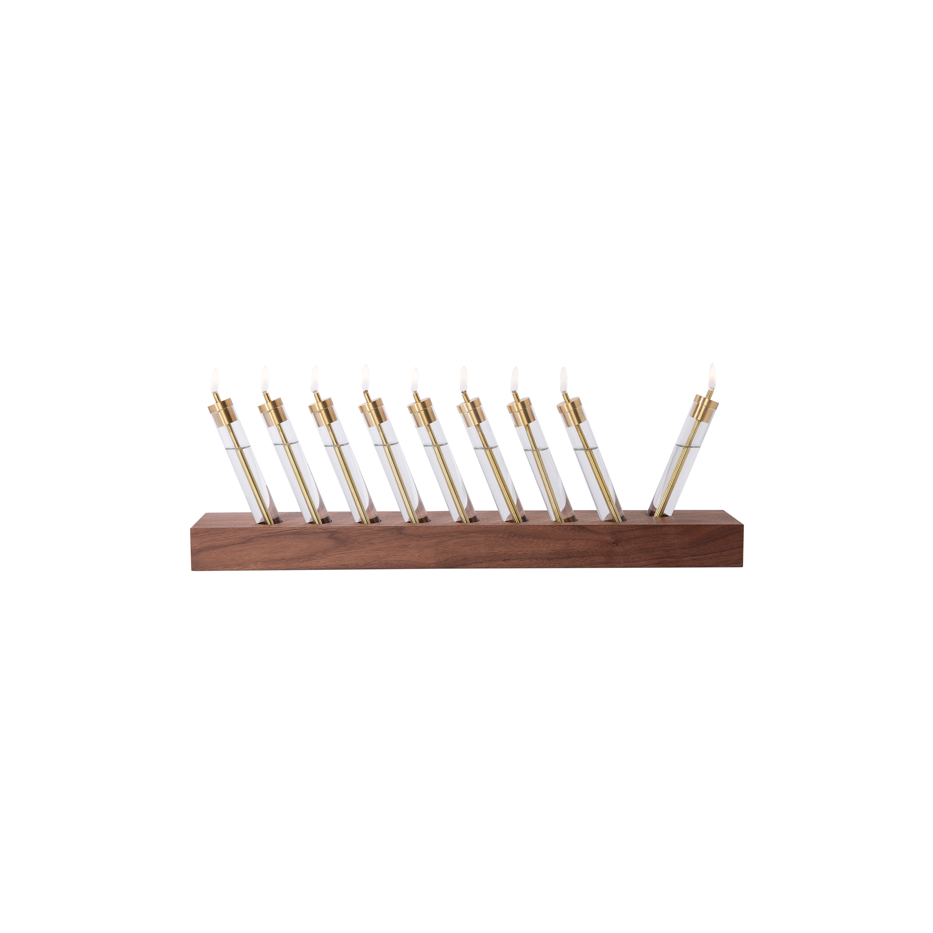 Migration Menorah: Walnut + Brass