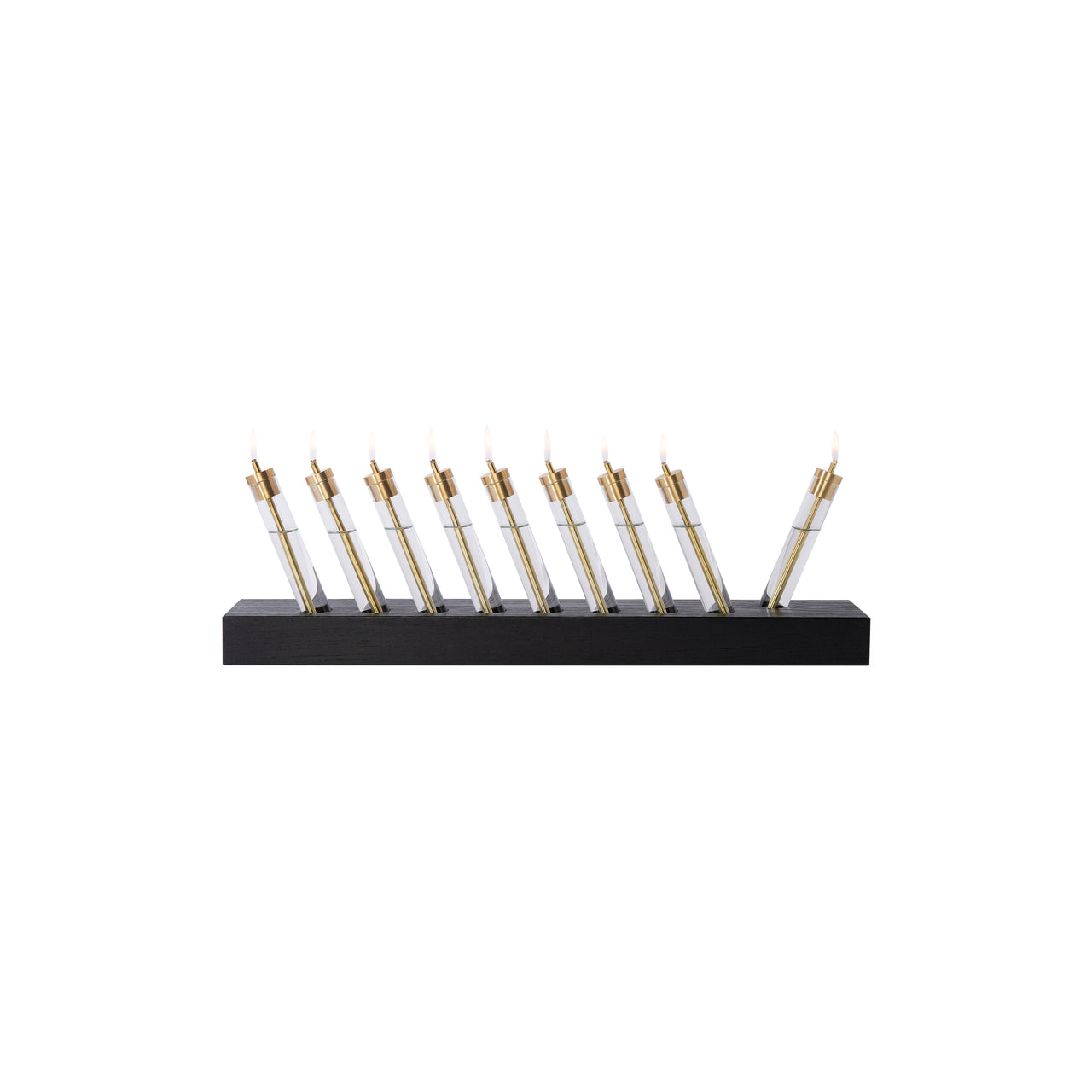 Migration Menorah: Black Stained Ash + Brass