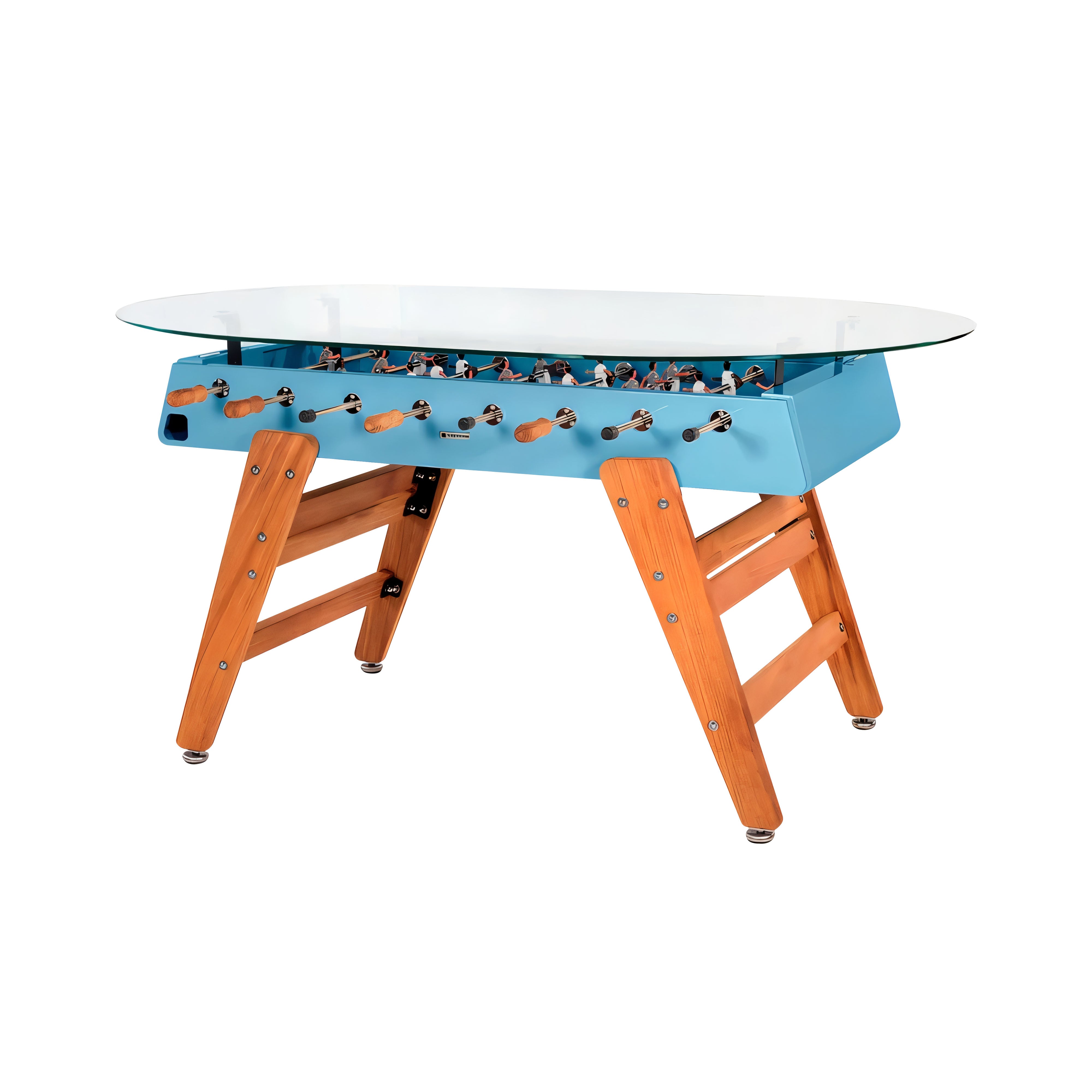 RS3 Wood Dining Football Table: Oval + Cool Blue