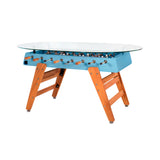 RS3 Wood Dining Football Table: Oval + Cool Blue