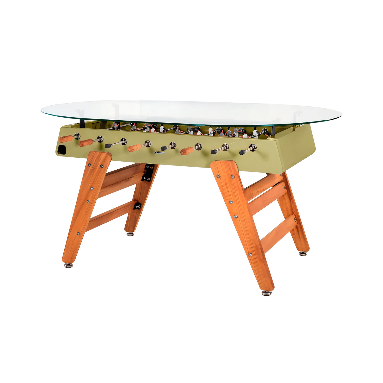RS3 Wood Dining Football Table: Oval + Green Beige