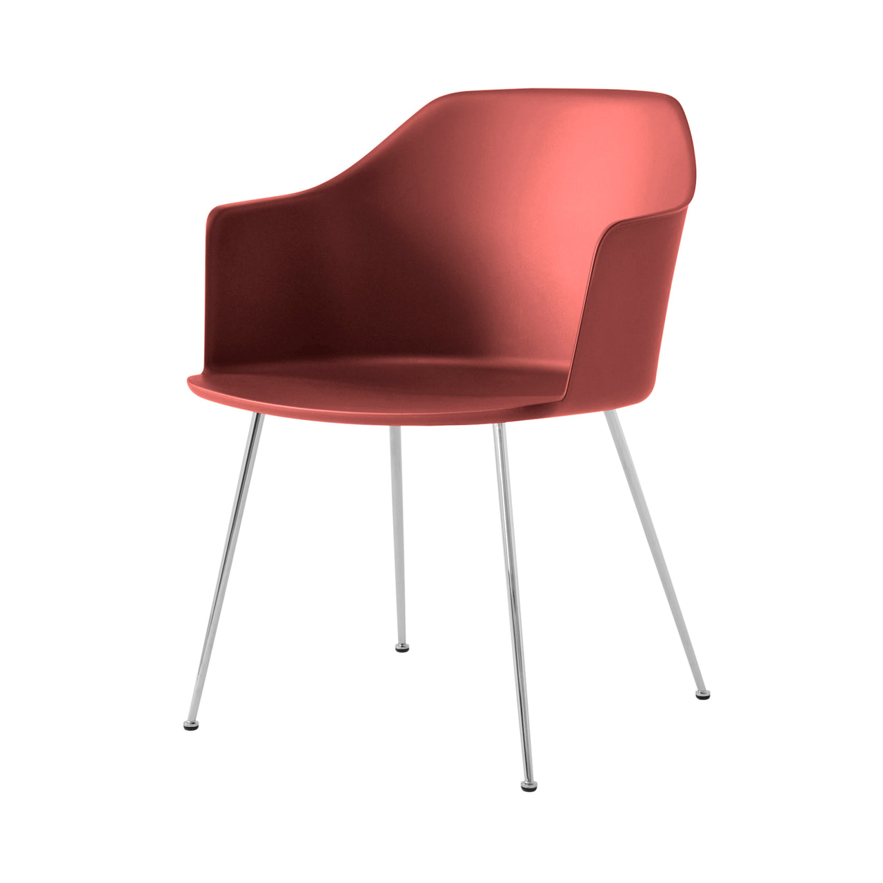 Rely Armchair HW33: Set of 4 + Red Brown + Chrome