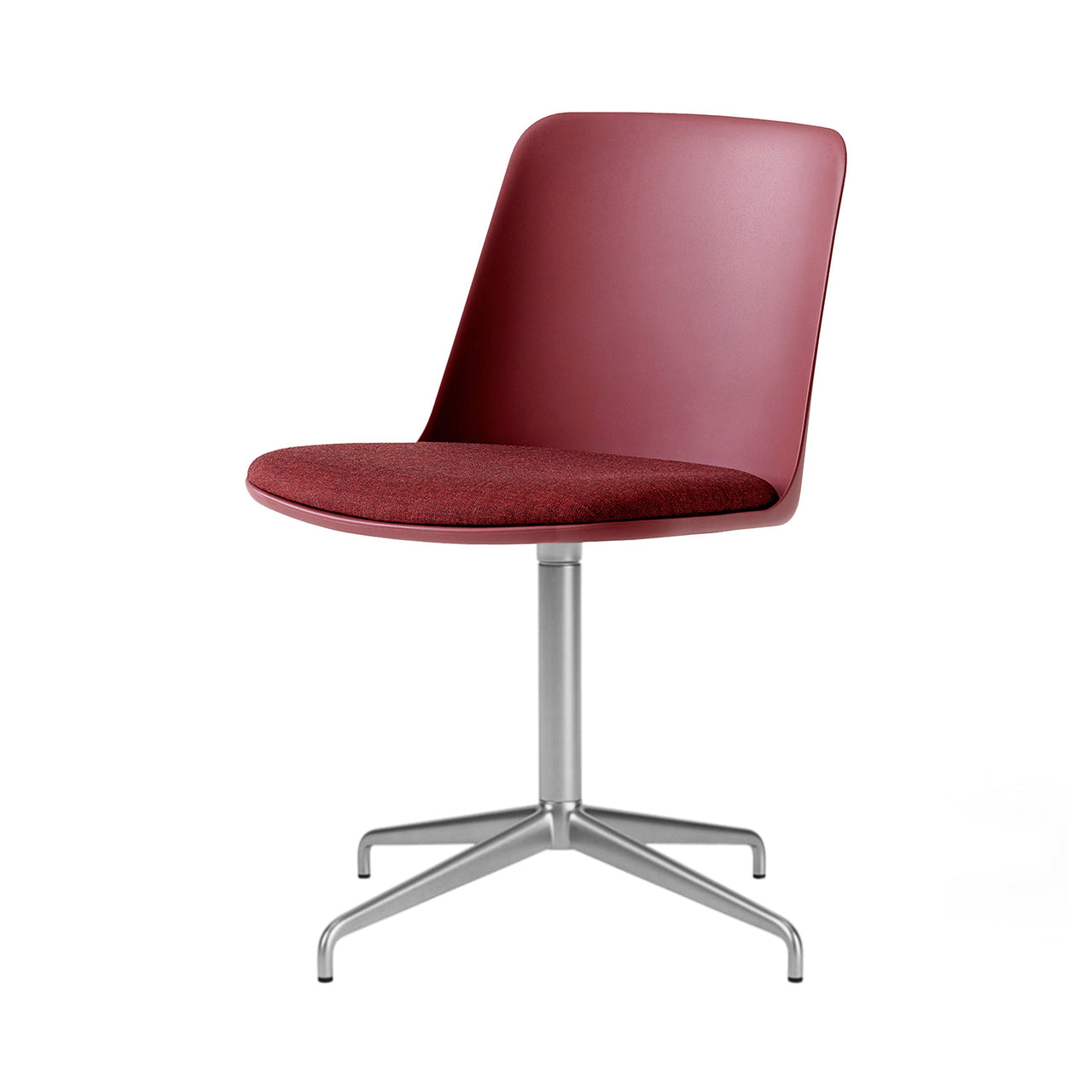 Rely Chair HW12: Polished Aluminum + Red Brown