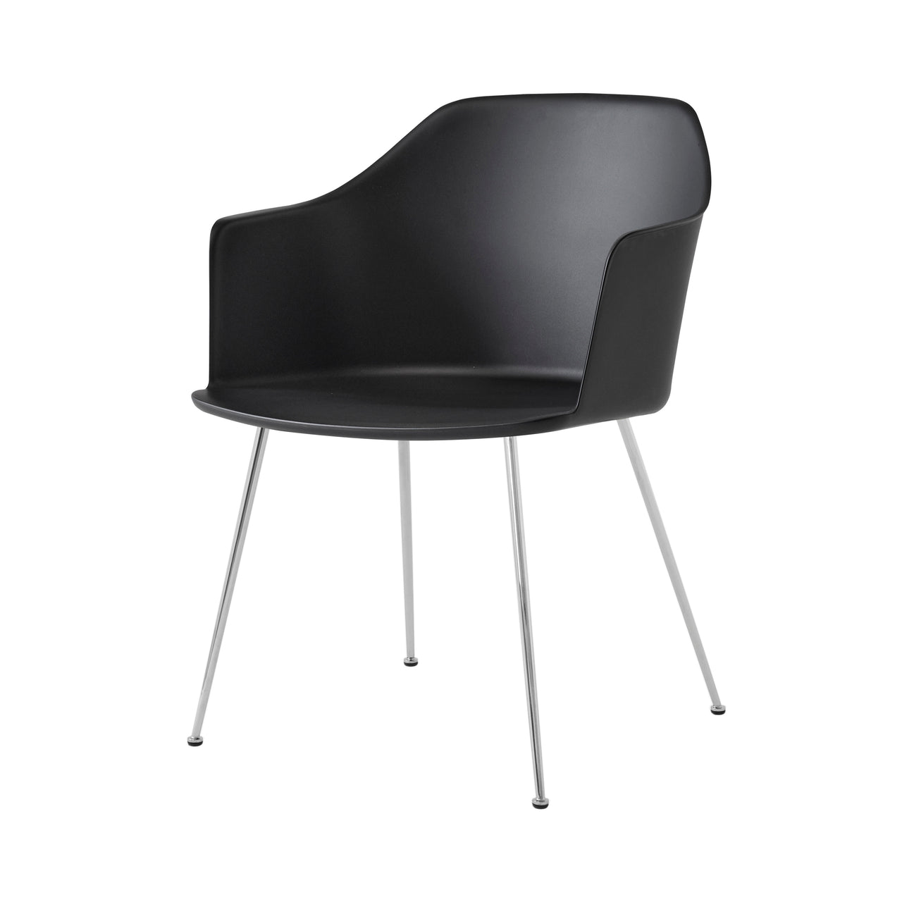 Rely Armchair HW33: Set of 4 + Black + Chrome