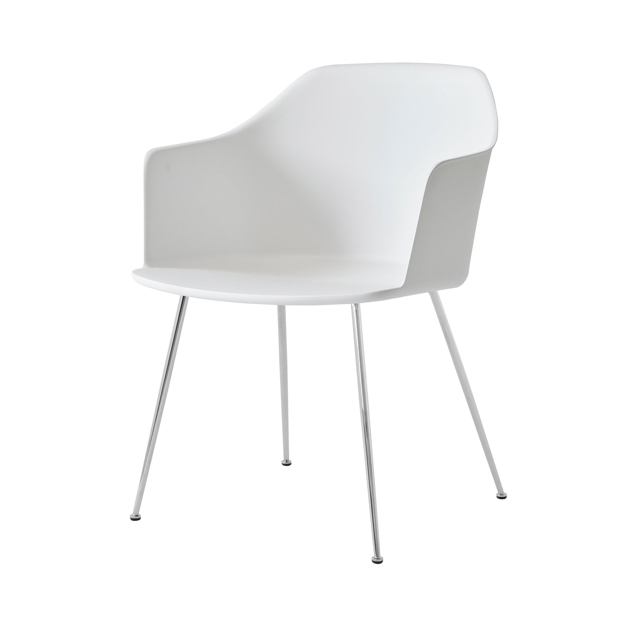 Rely Armchair HW33: Set of 4 + White + Chrome