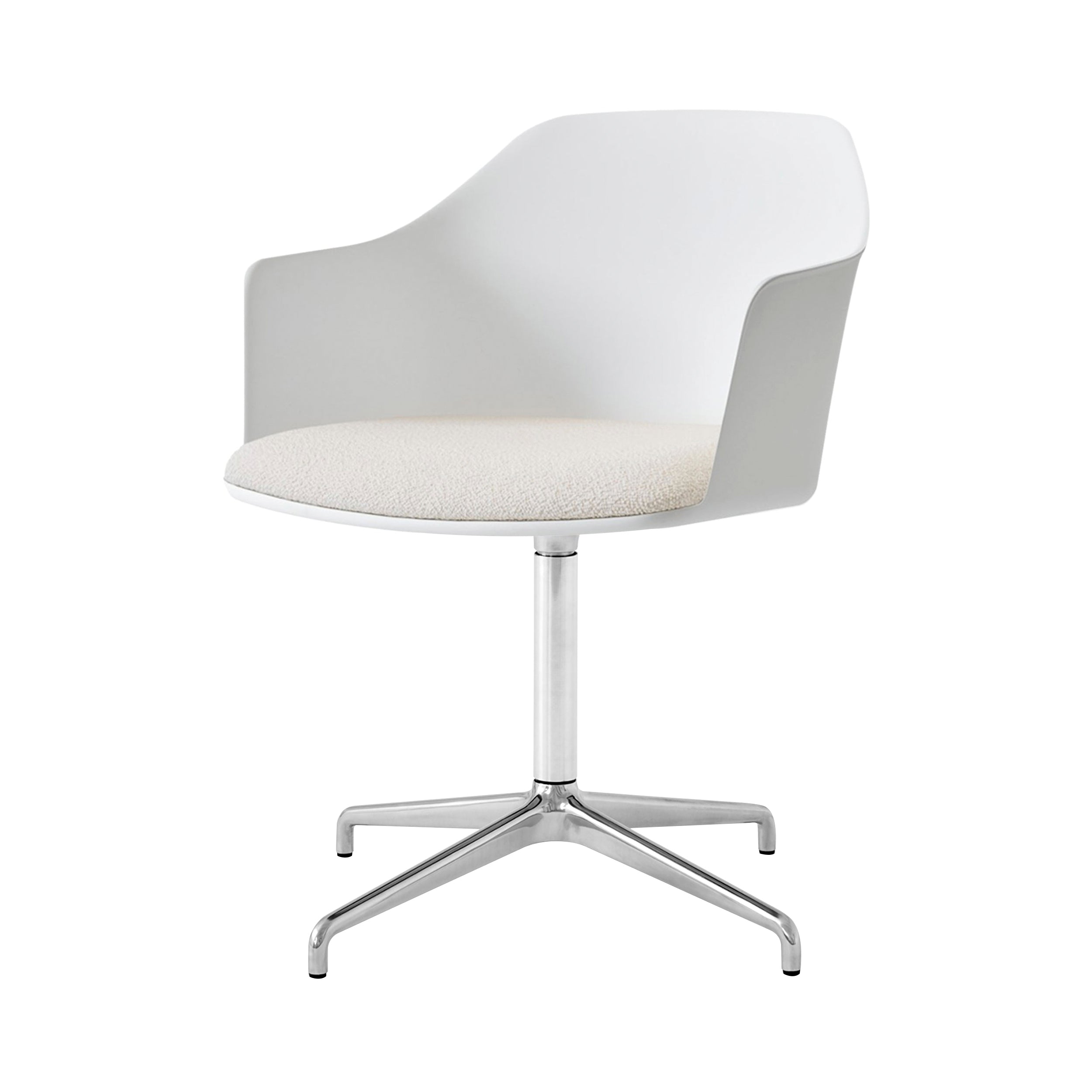 Rely Armchair HW44: Polished Aluminum + White