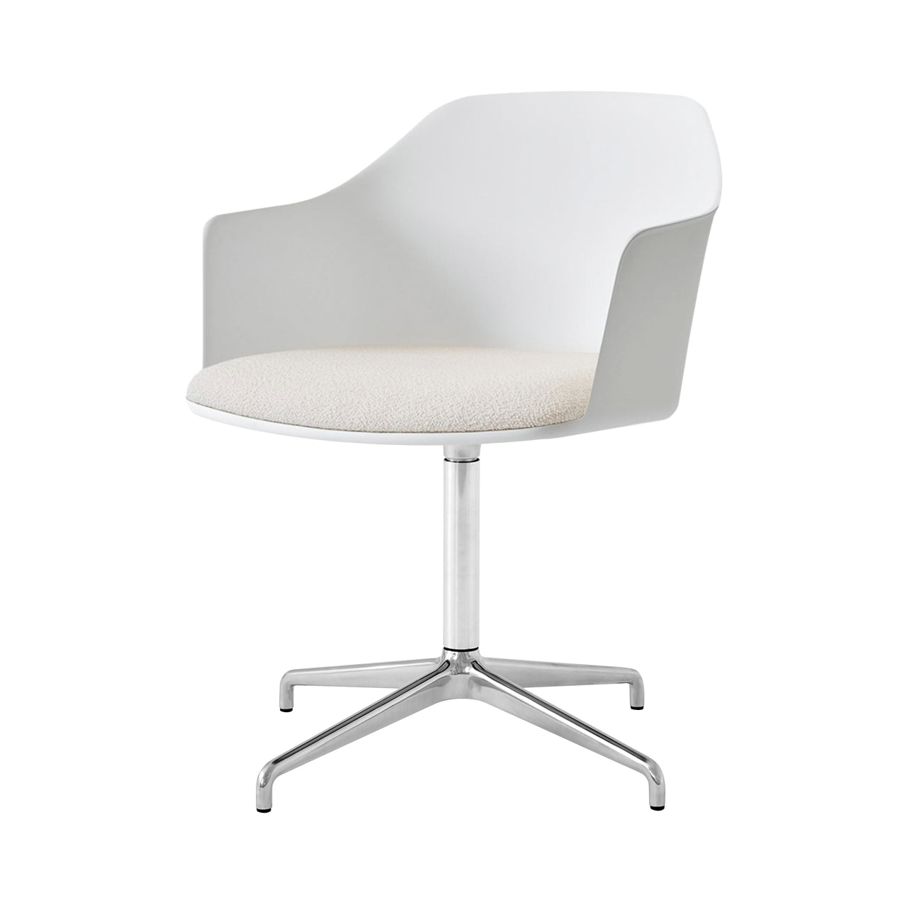 Rely Armchair HW44: Polished Aluminum + White