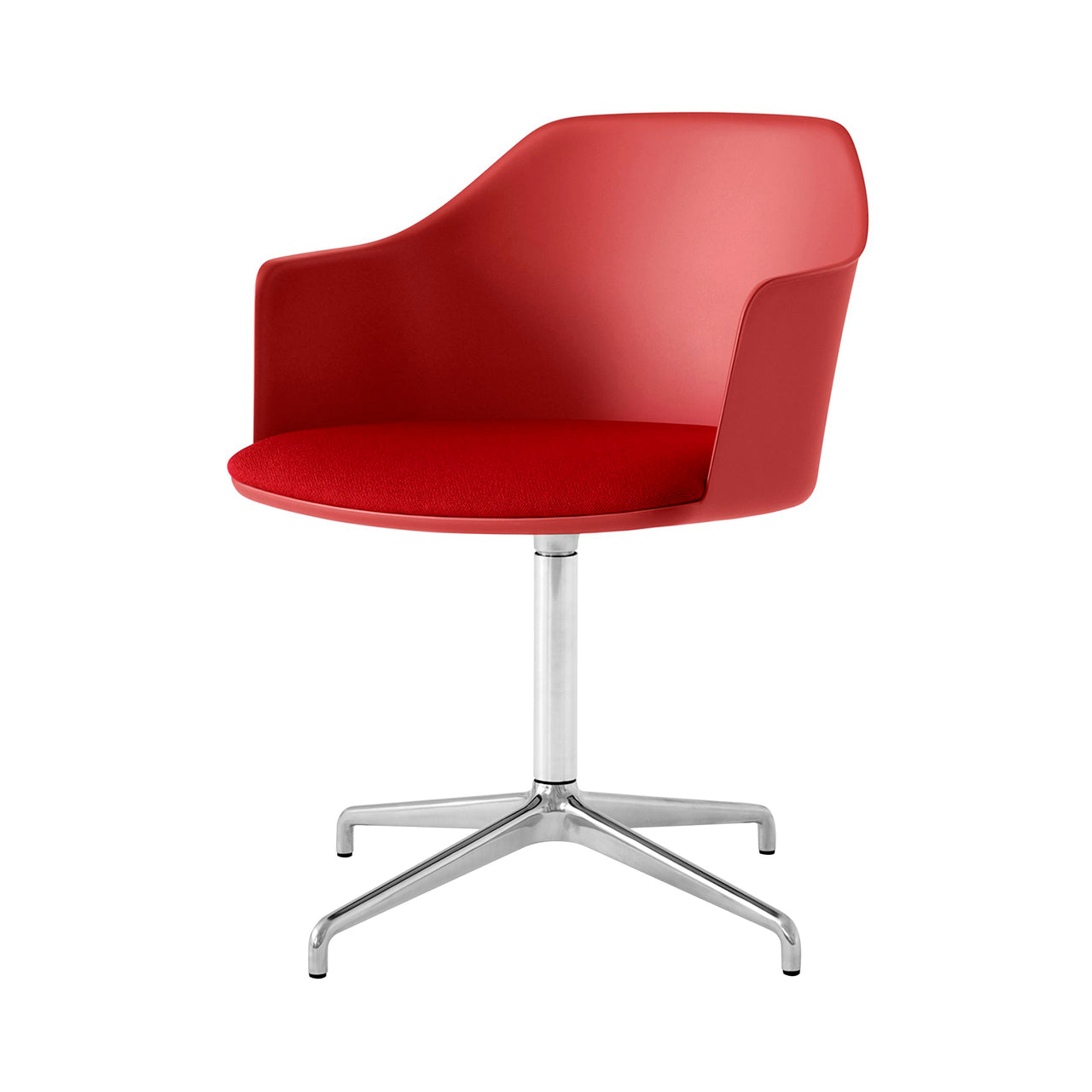 Rely Armchair HW44: Polished Aluminum + Vermilion Red