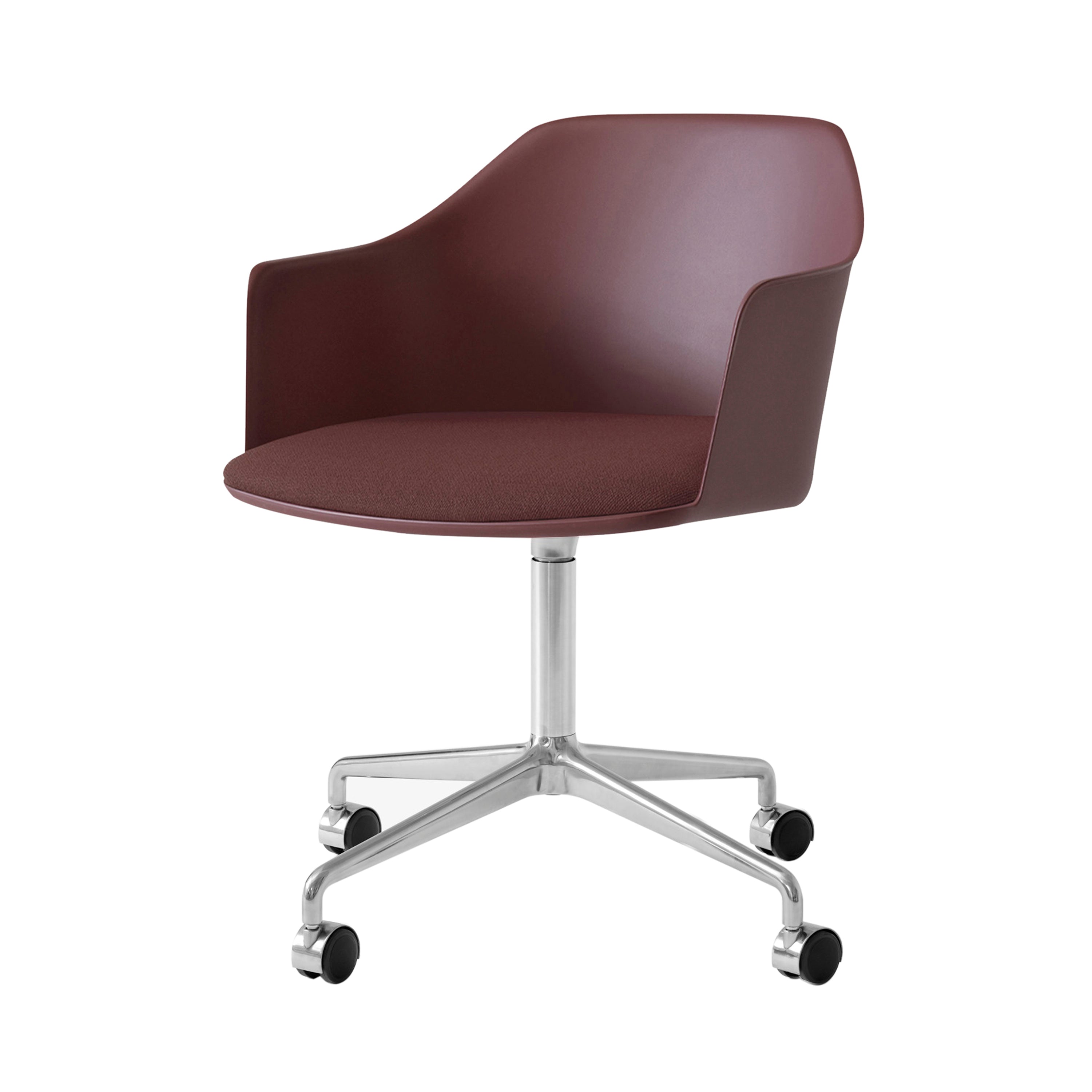 Rely Chair HW49: Polished Aluminum + Red Brown