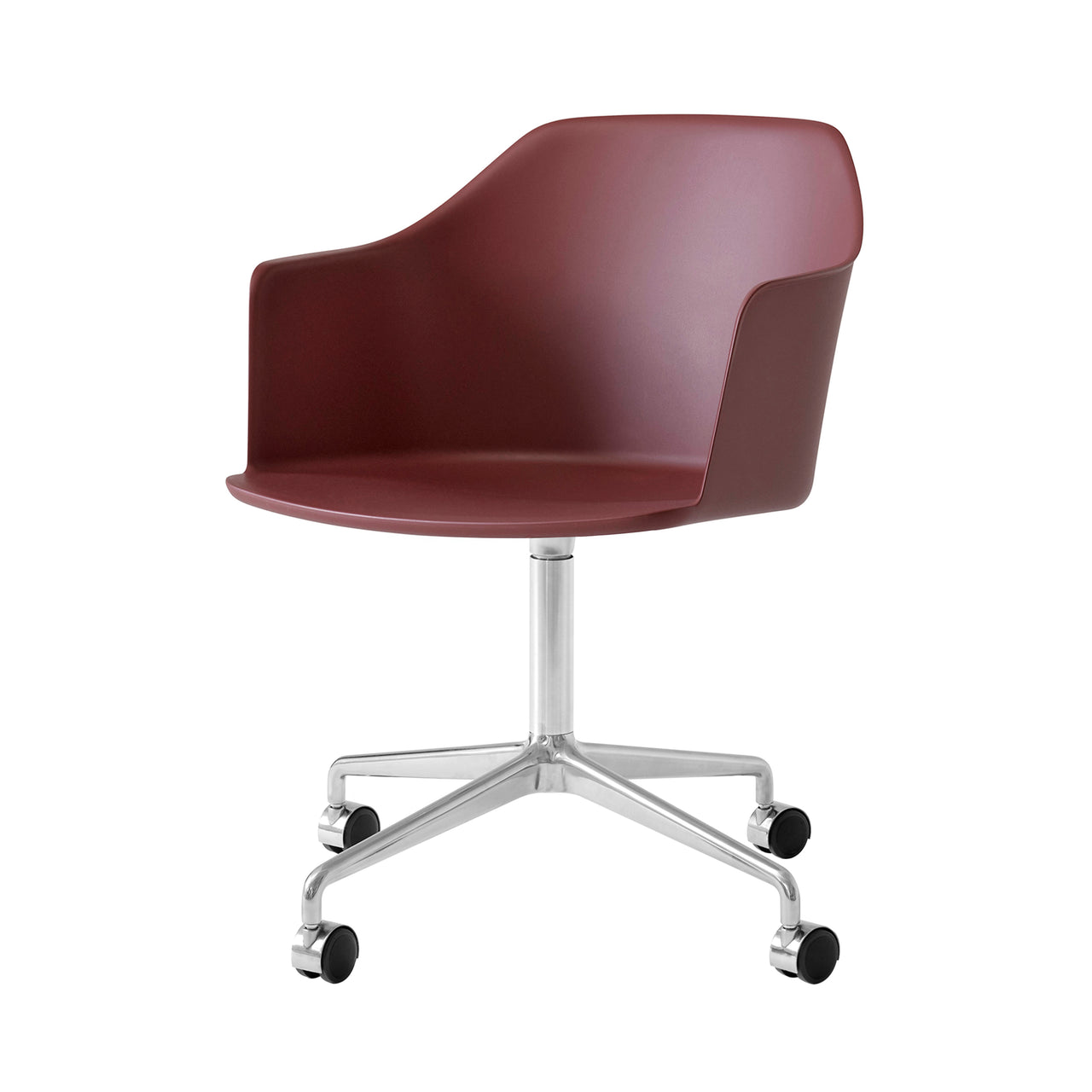 Rely Armchair HW48: Red Brown + Polished Aluminum