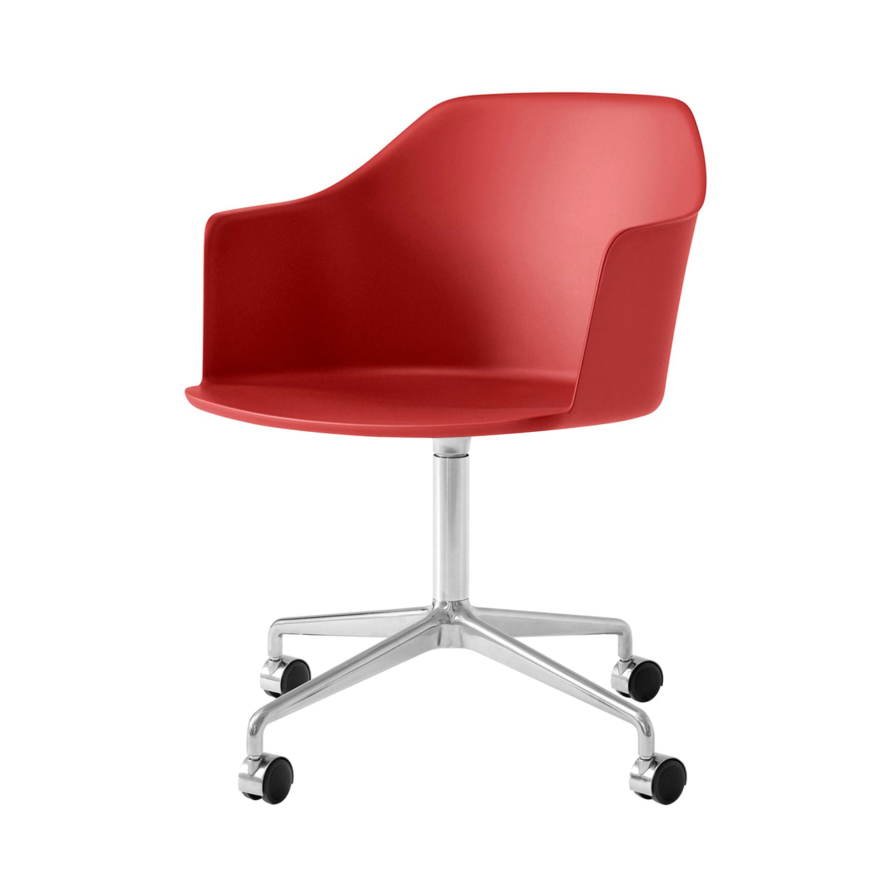 Rely Armchair HW48: Vermilion Red + Polished Aluminum
