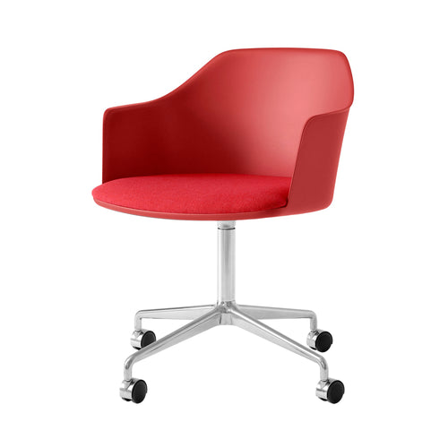 Rely Armchair HW49: Polished Aluminum + Vermilion Red