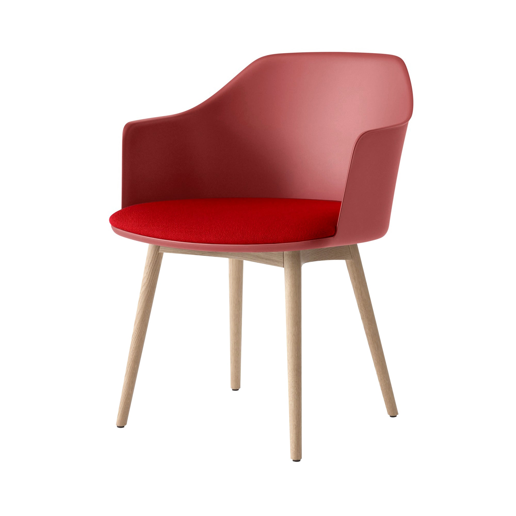 Rely Armchair HW77: Red Brown + Clear Lacquered Oak