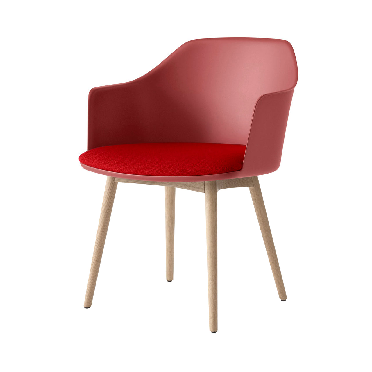 Rely Armchair HW77: Red Brown + Clear Lacquered Oak