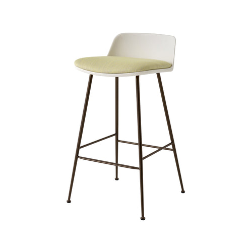 Rely Counter Stool: HW82 + White + Bronzed