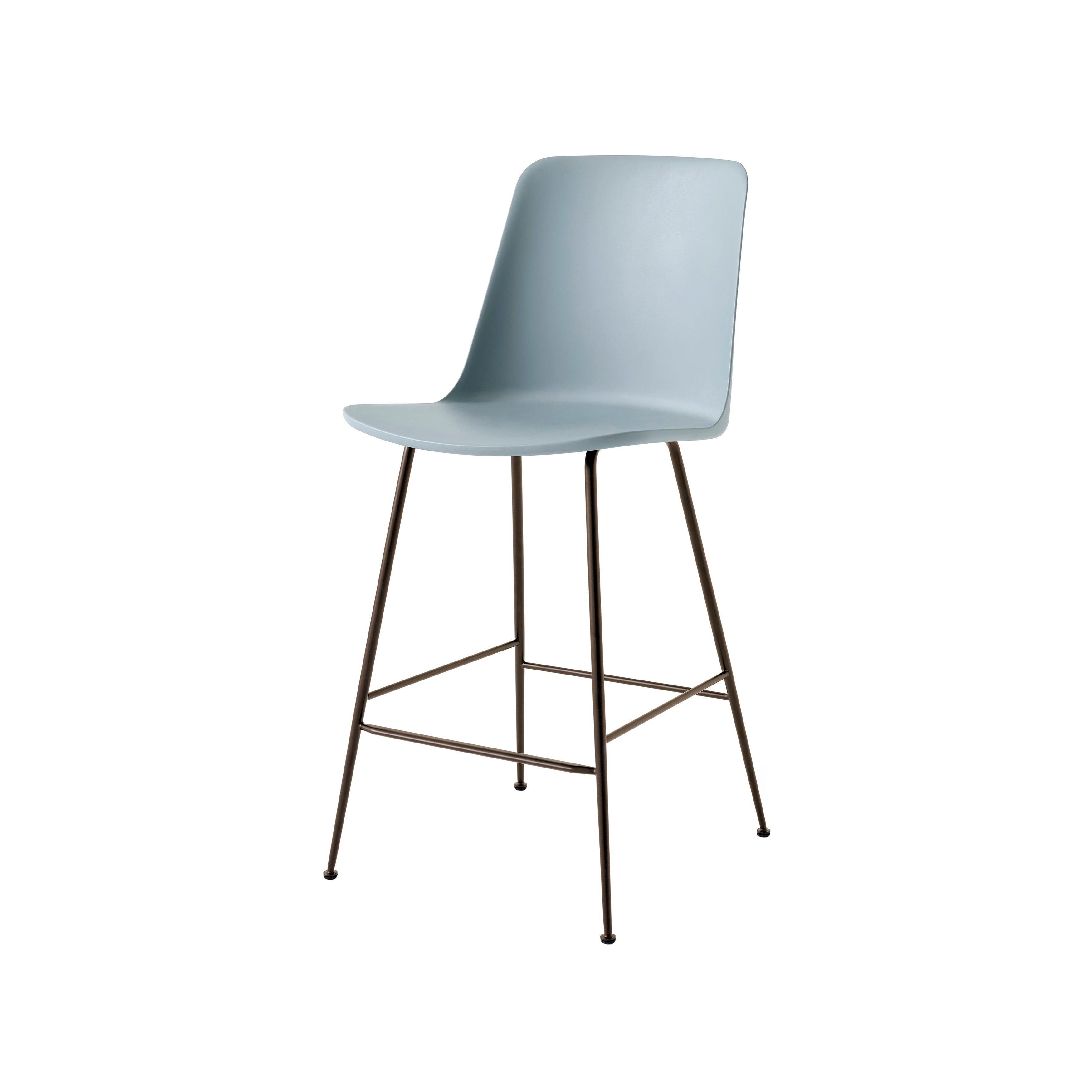 Rely Bar + Counter Highback Chair: HW96 + HW91 + Counter (HW91) + Light Blue + Bronzed