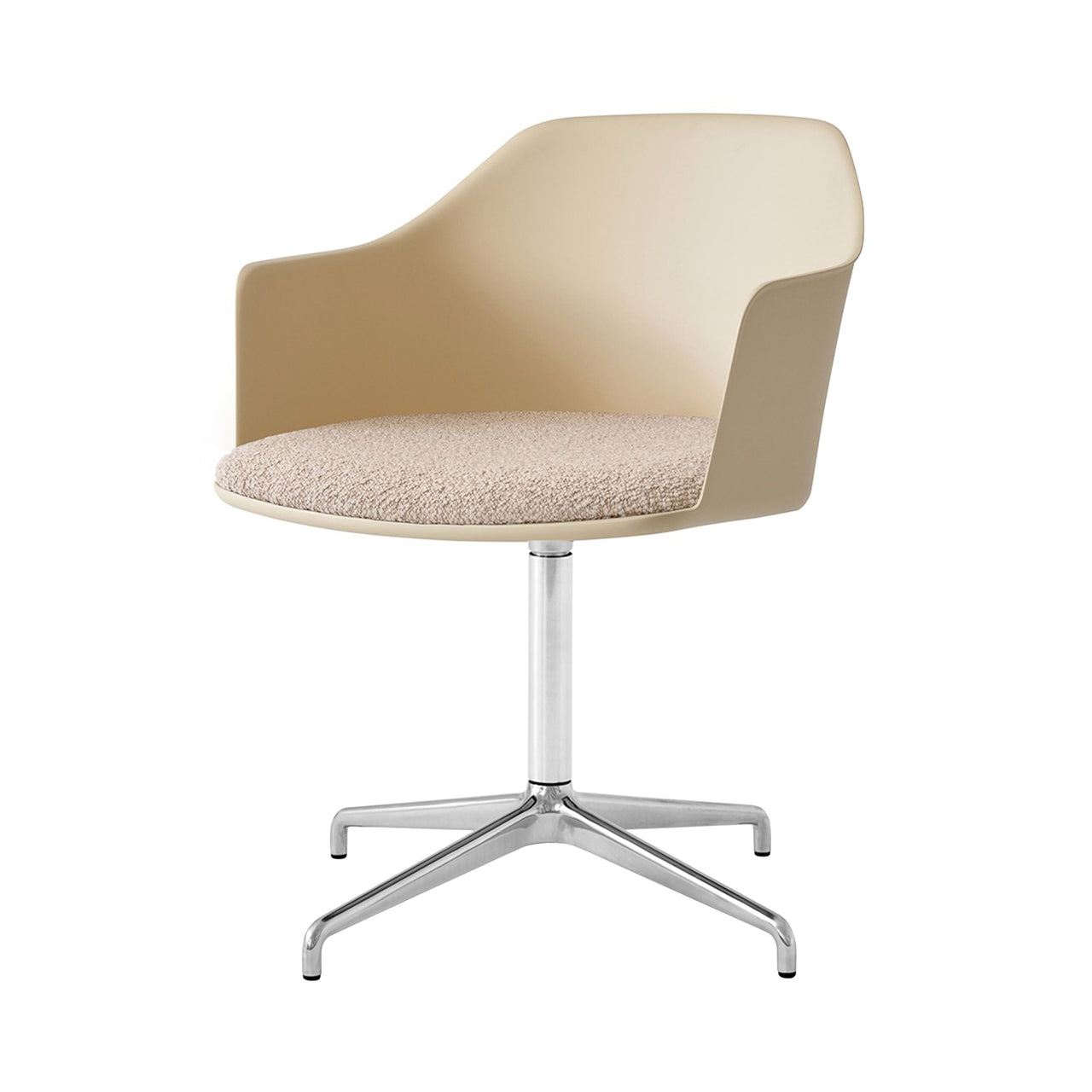 Rely Armchair HW39: Polished Aluminum + Beige sand