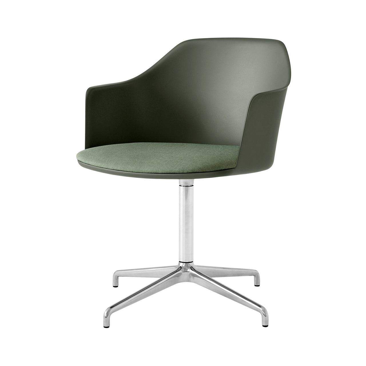 Rely Armchair HW44: Polished Aluminum + Bronze Green