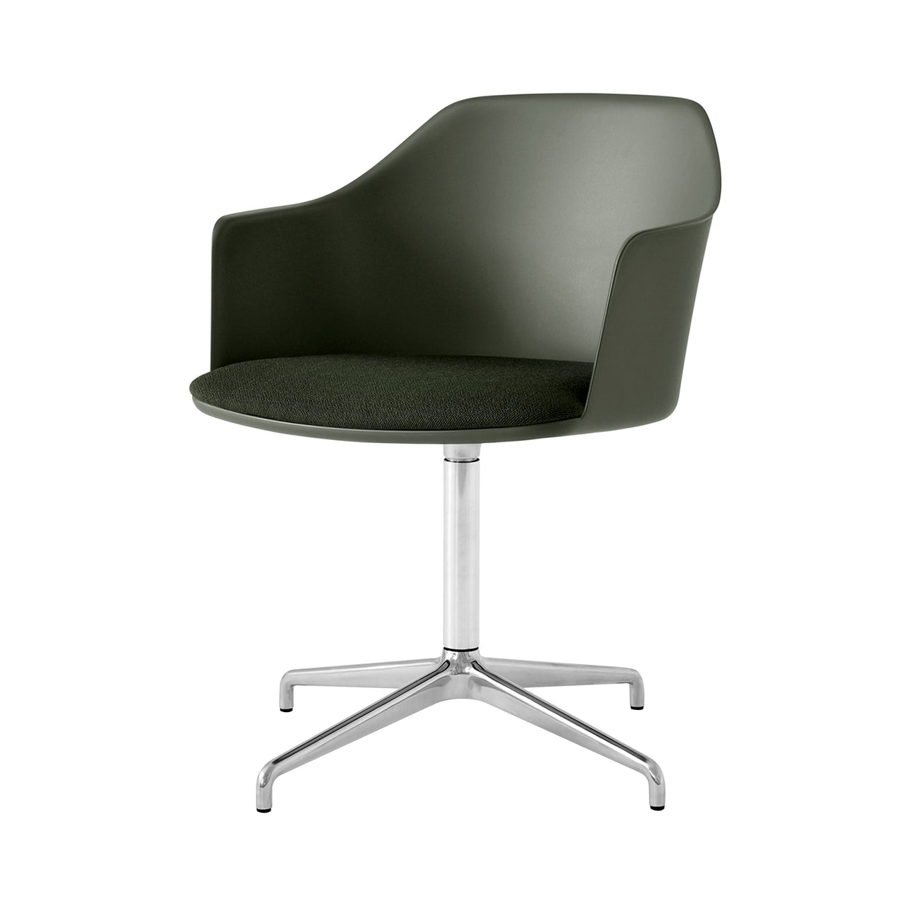 Rely Armchair HW44: Polished Aluminum + Bronze Green
