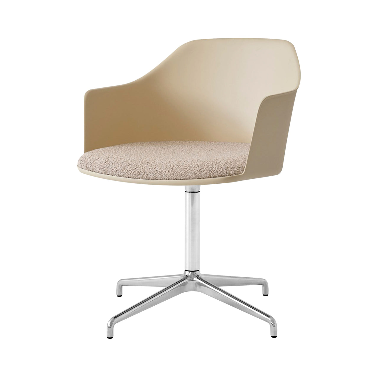 Rely Armchair HW44: Polished Aluminum + Beige Sand