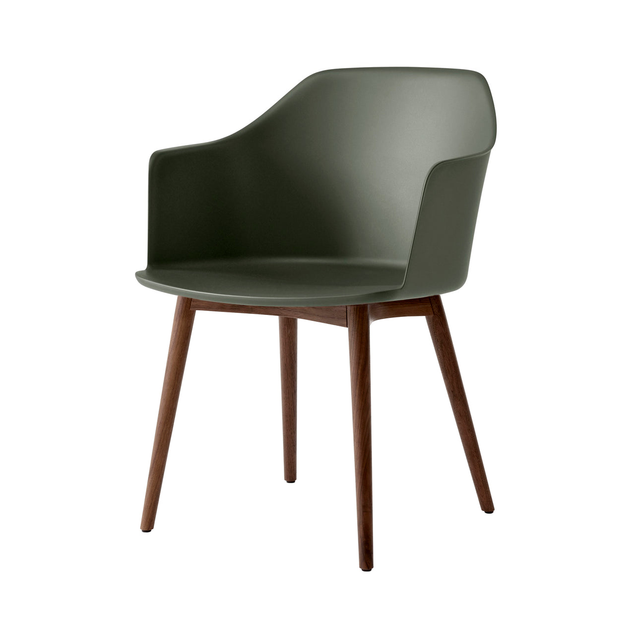 Rely Armchair: HW76 + Green + Lacquered Walnut