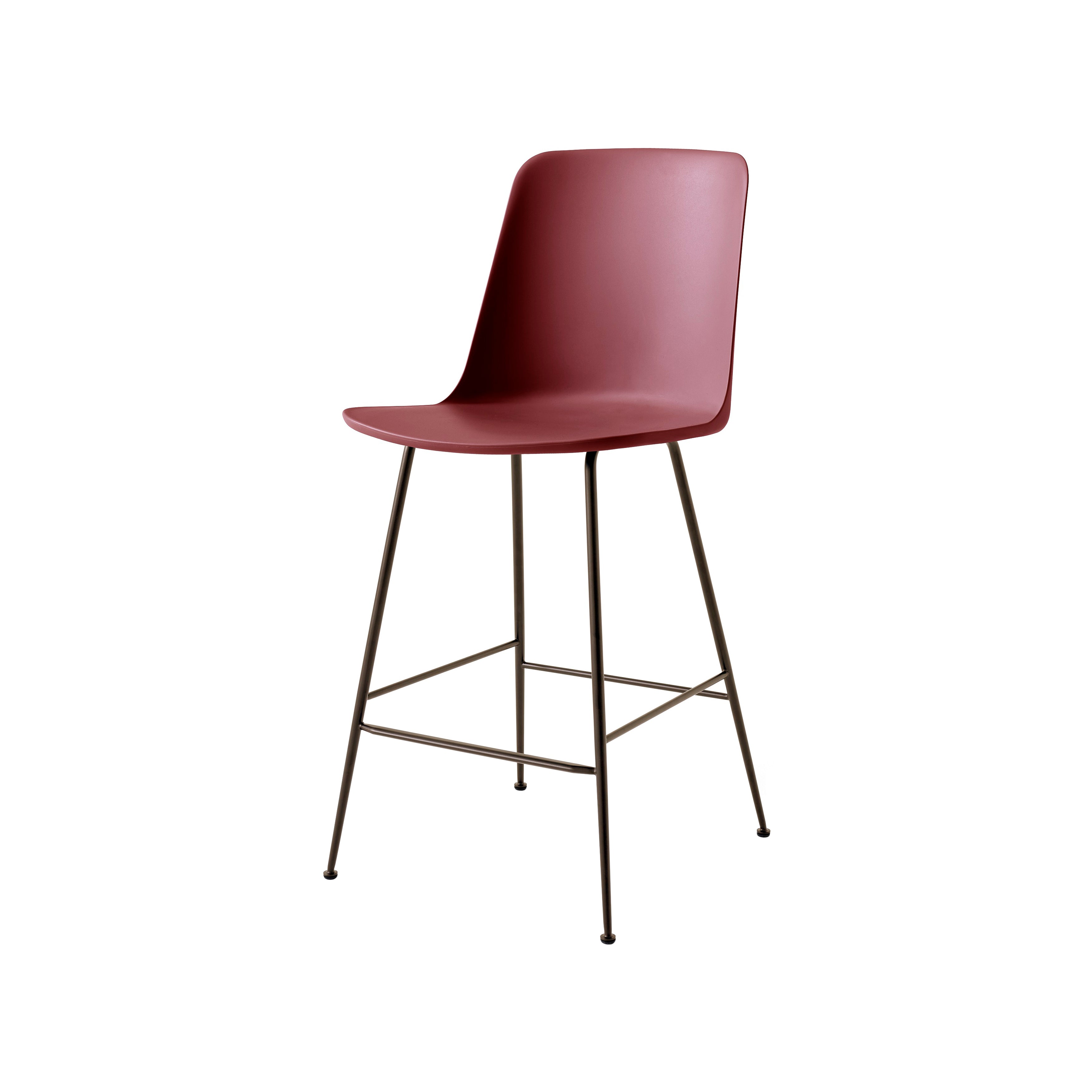 Rely Bar + Counter High Backrest Chair: HW96 + HW91 + Counter (HW91) + Red Brown + Bronzed