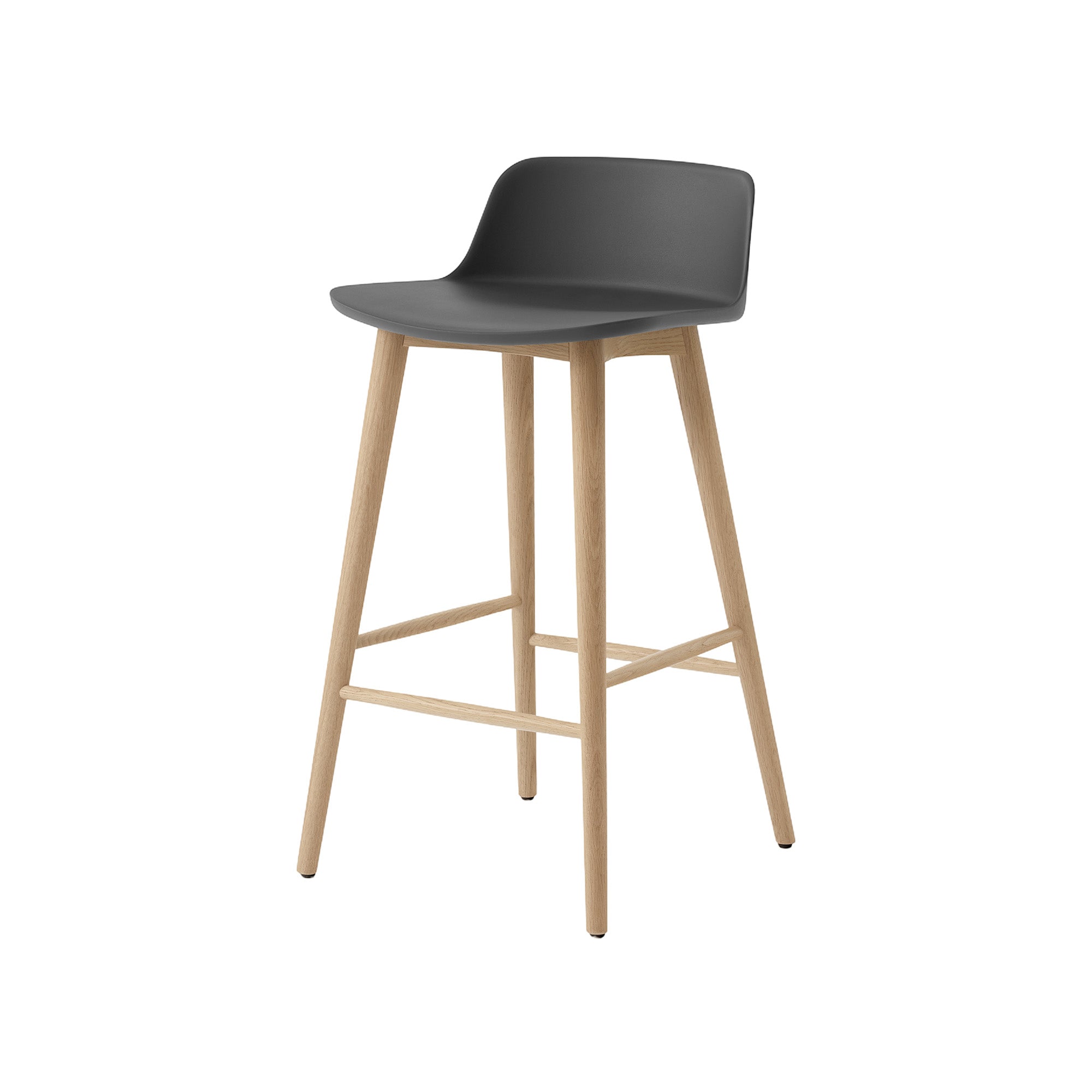 Rely Bar + Counter Low Backrest Chair: HW123 + HW118 + Counter (HW118) + Stone Grey + Oak